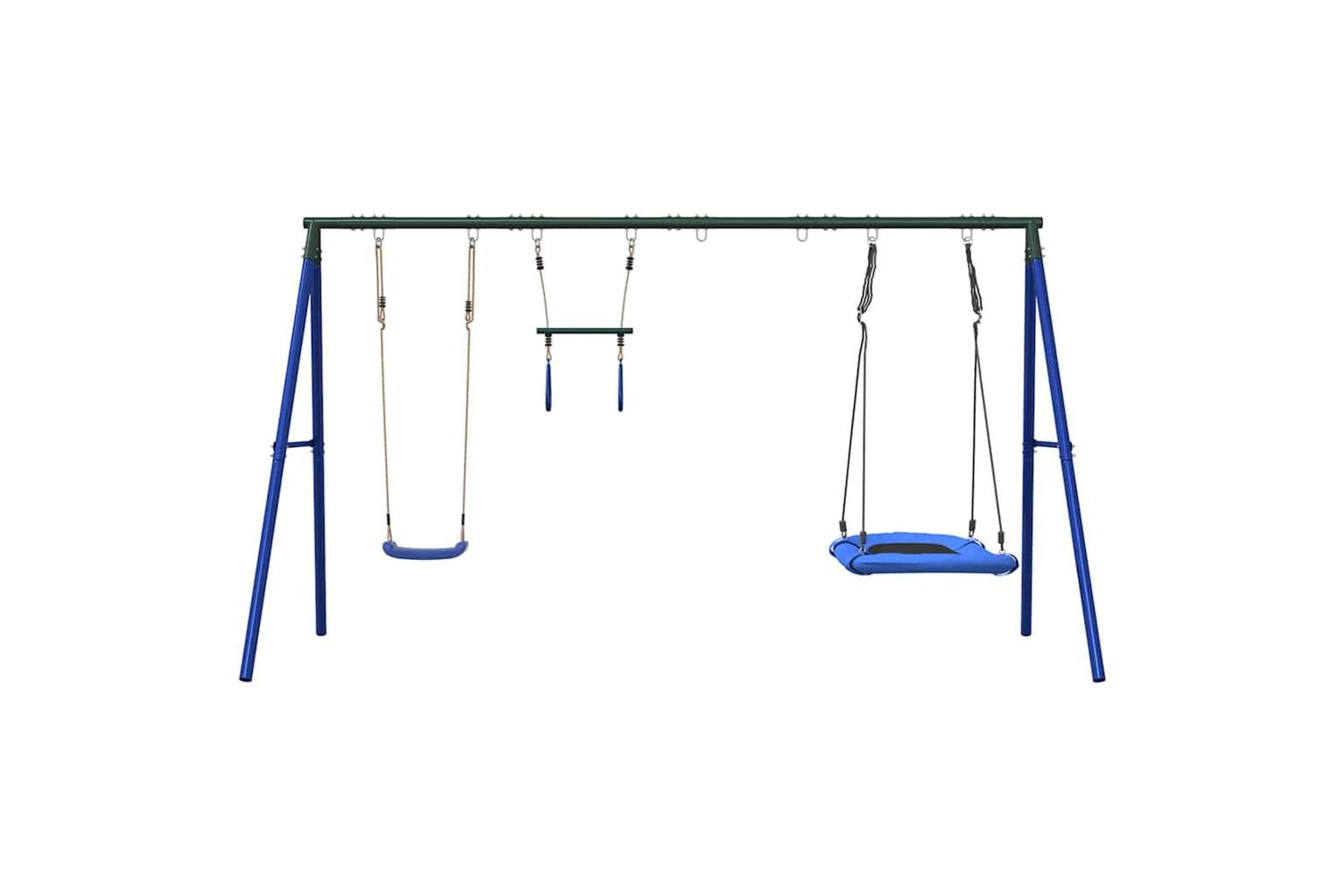vidaXL 3283616 Outdoor Swing Set With Swing, Trapeze, Nest Swing-3