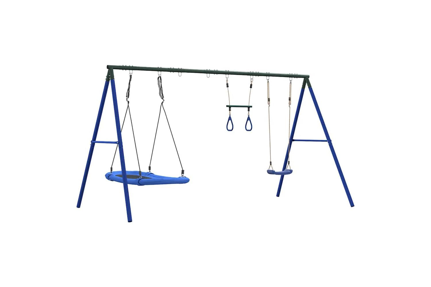 vidaXL 3283616 Outdoor Swing Set With Swing, Trapeze, Nest Swing-5
