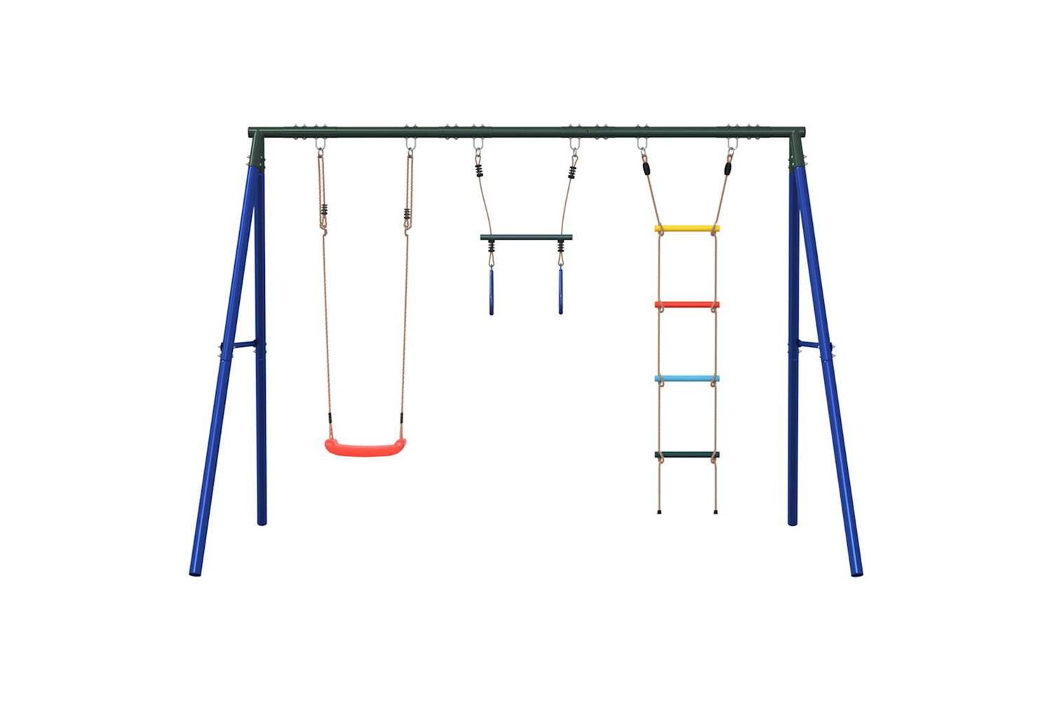 vidaXL 3283602 Outdoor Swing Set With Swing. Trapeze. Ladder-3
