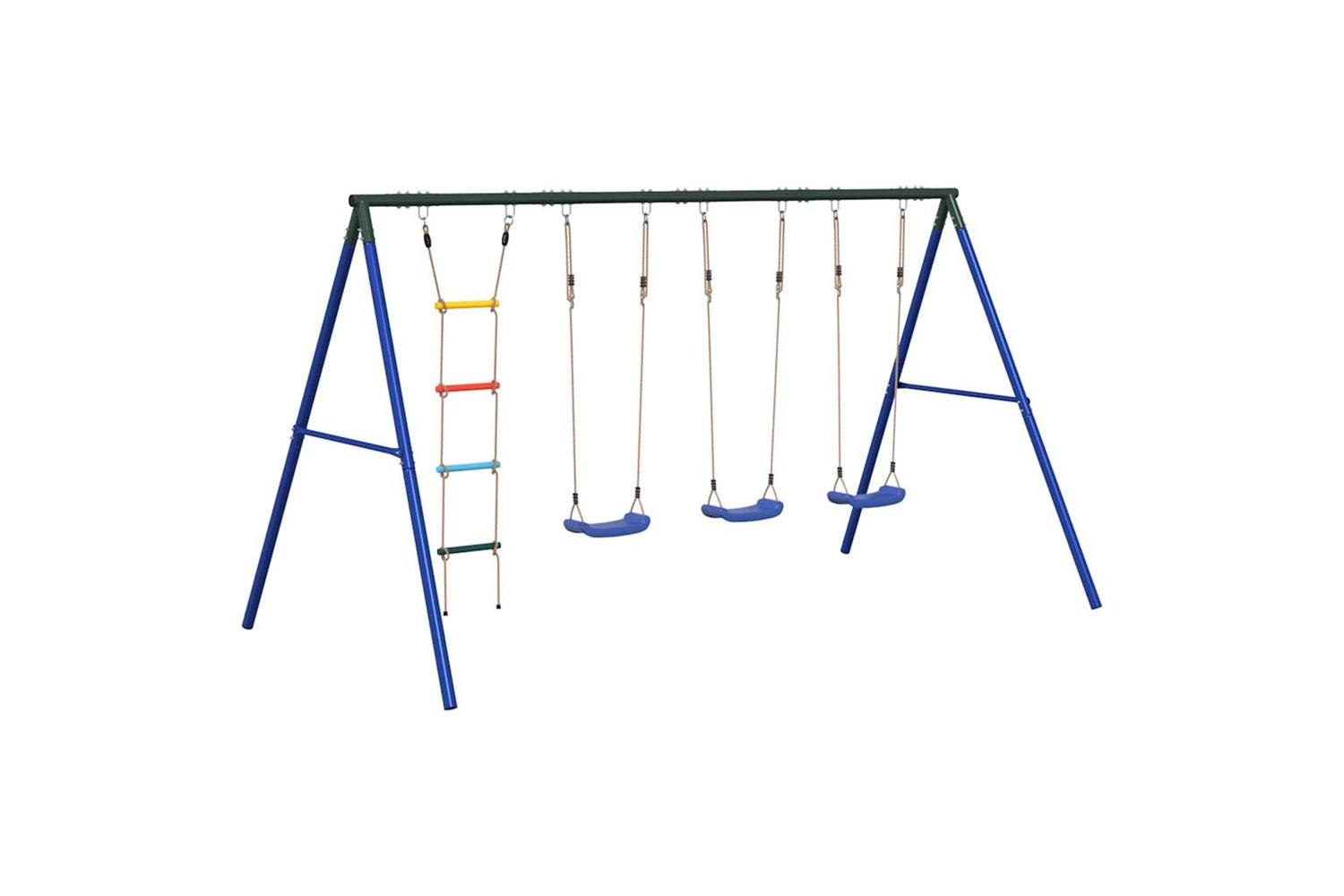 vidaXL 3283609 Outdoor Swing Set With Swings And Ladder-2