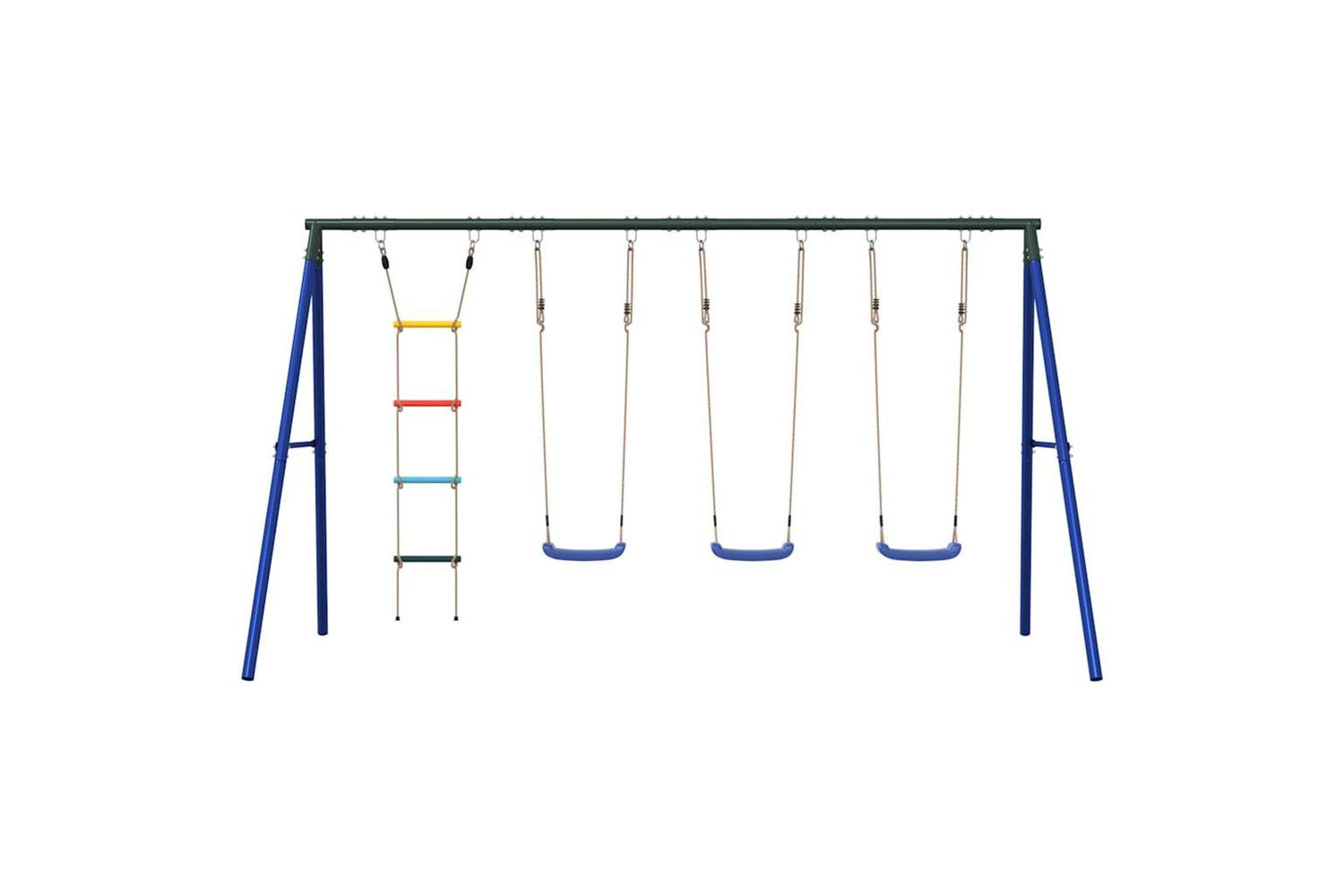 vidaXL 3283609 Outdoor Swing Set With Swings And Ladder-3