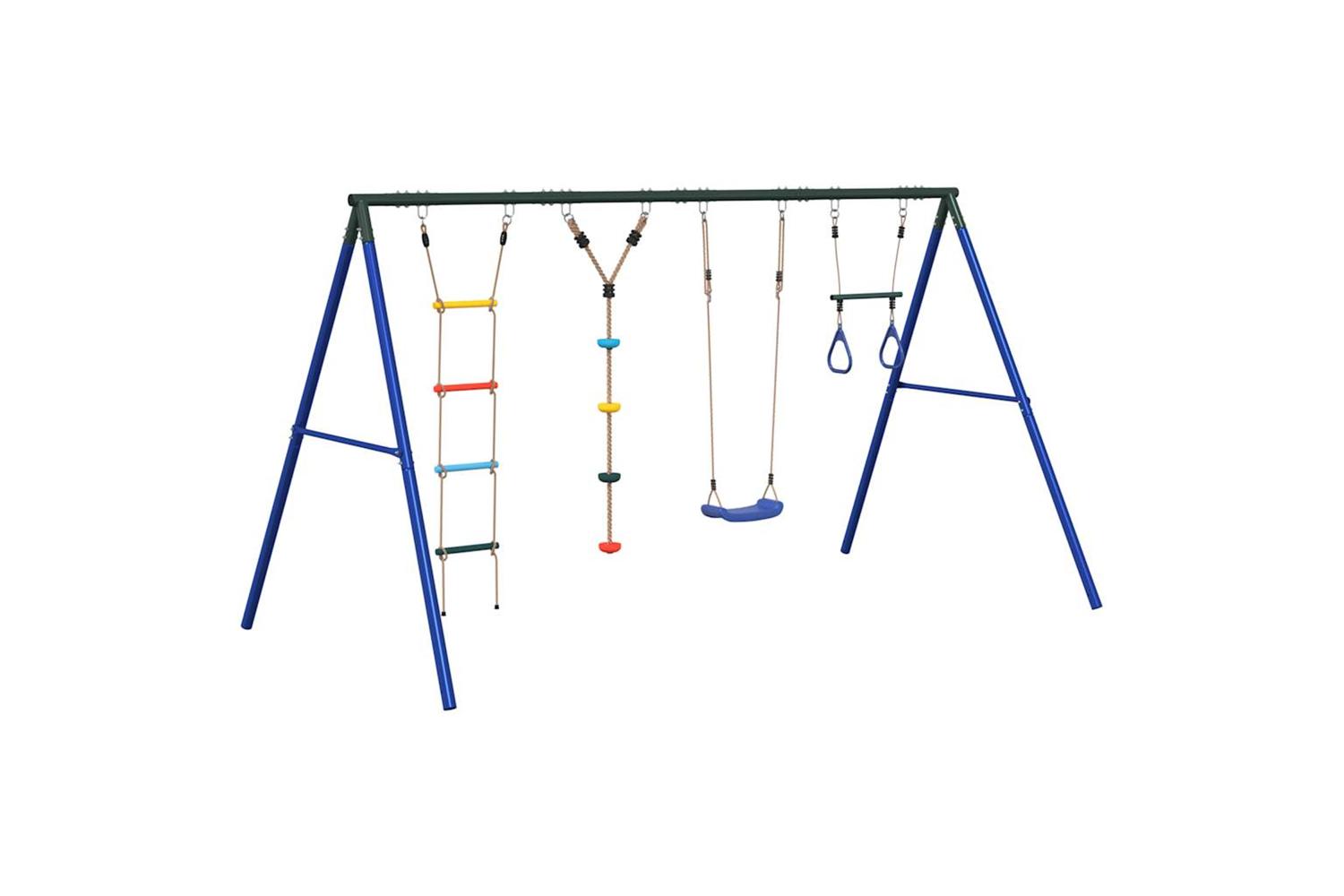 vidaXL 3283614 Outdoor Swing Set With Swing. Trapeze. Ladder. Disc Swing-2