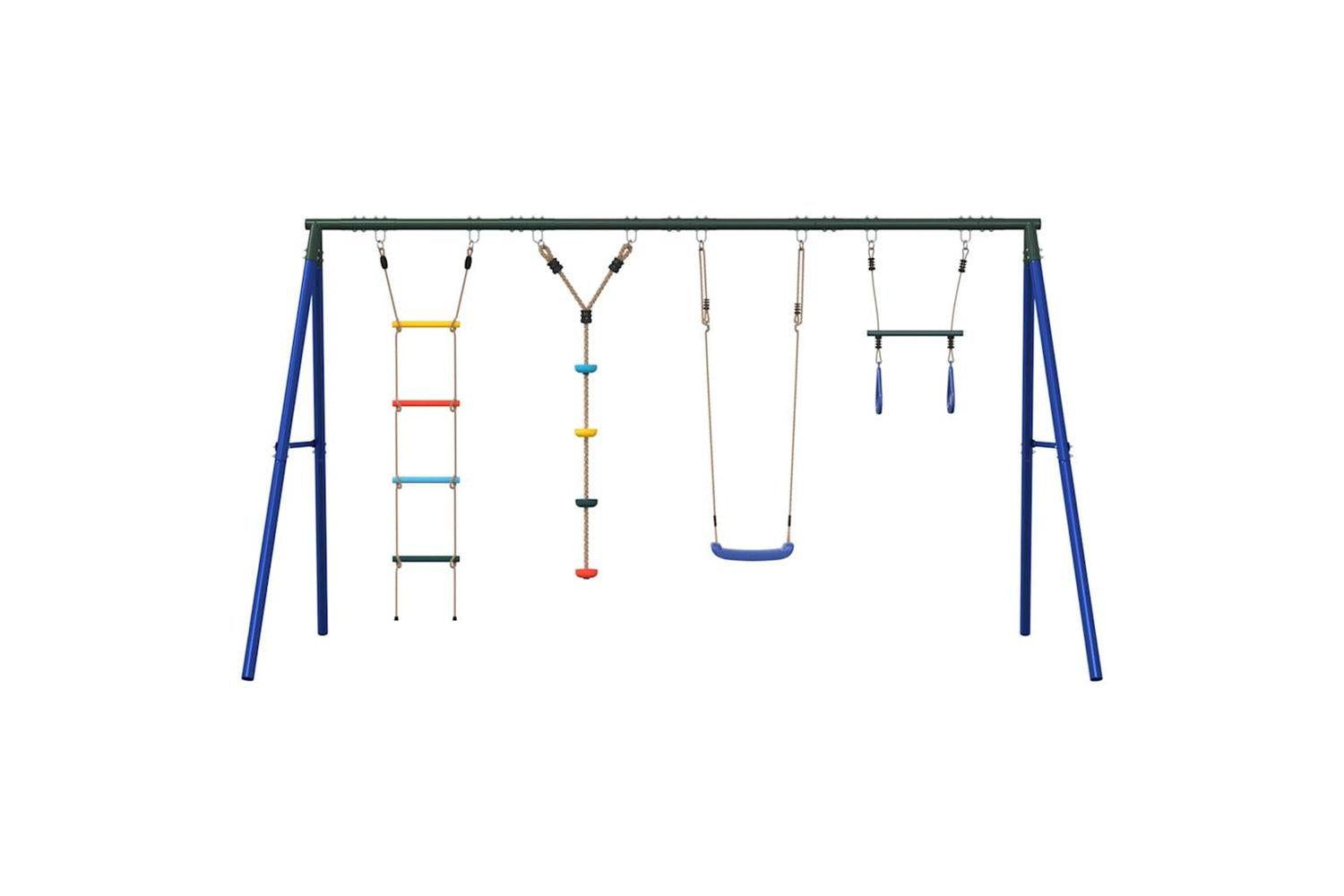 vidaXL 3283614 Outdoor Swing Set With Swing. Trapeze. Ladder. Disc Swing-3