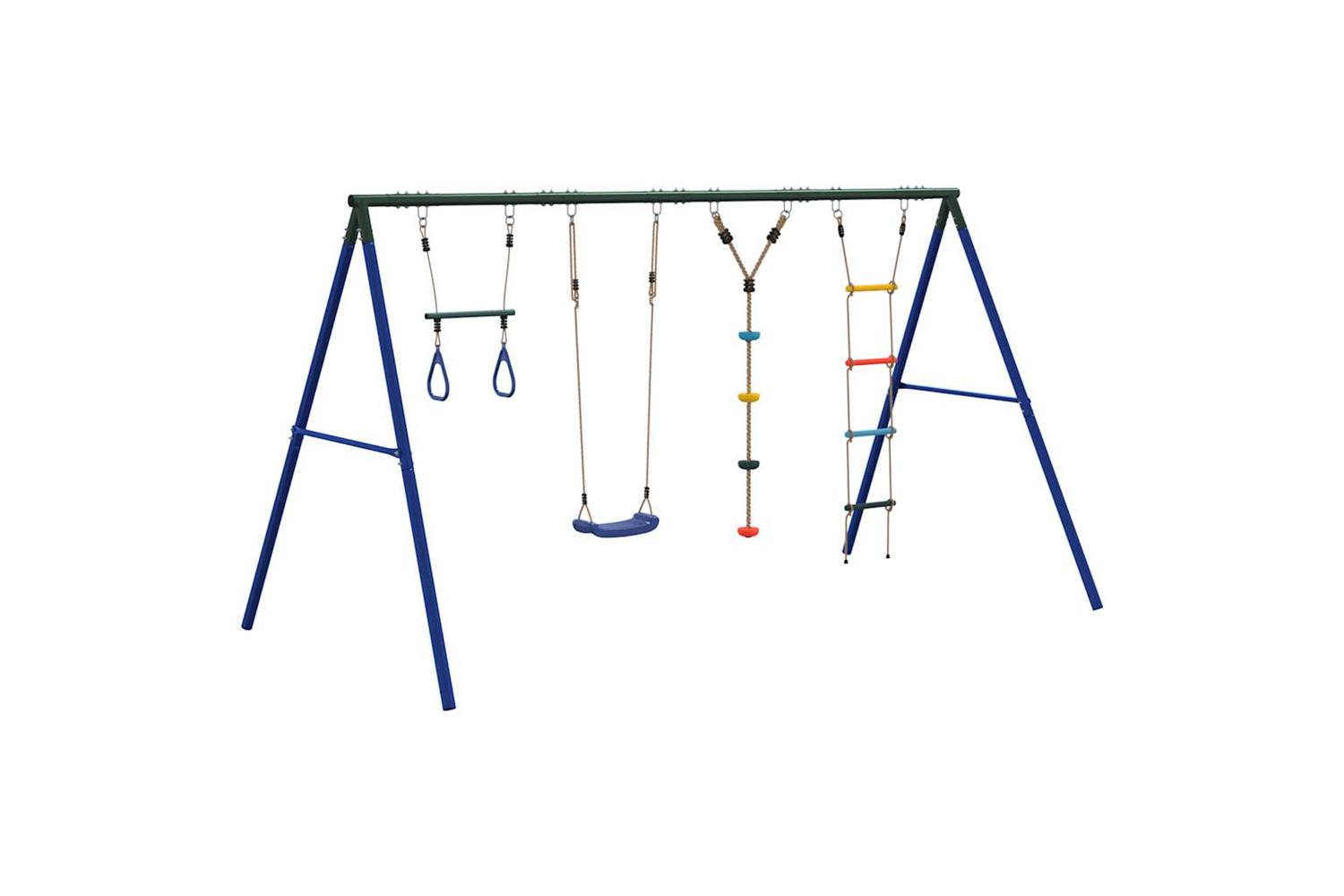 vidaXL 3283614 Outdoor Swing Set With Swing. Trapeze. Ladder. Disc Swing-5