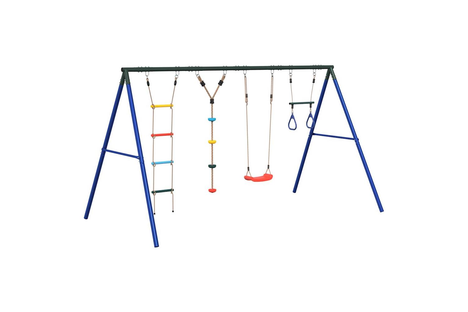 vidaXL 3283628 Outdoor Swing Set With Swing. Trapeze. Ladder. Disc Swing-2