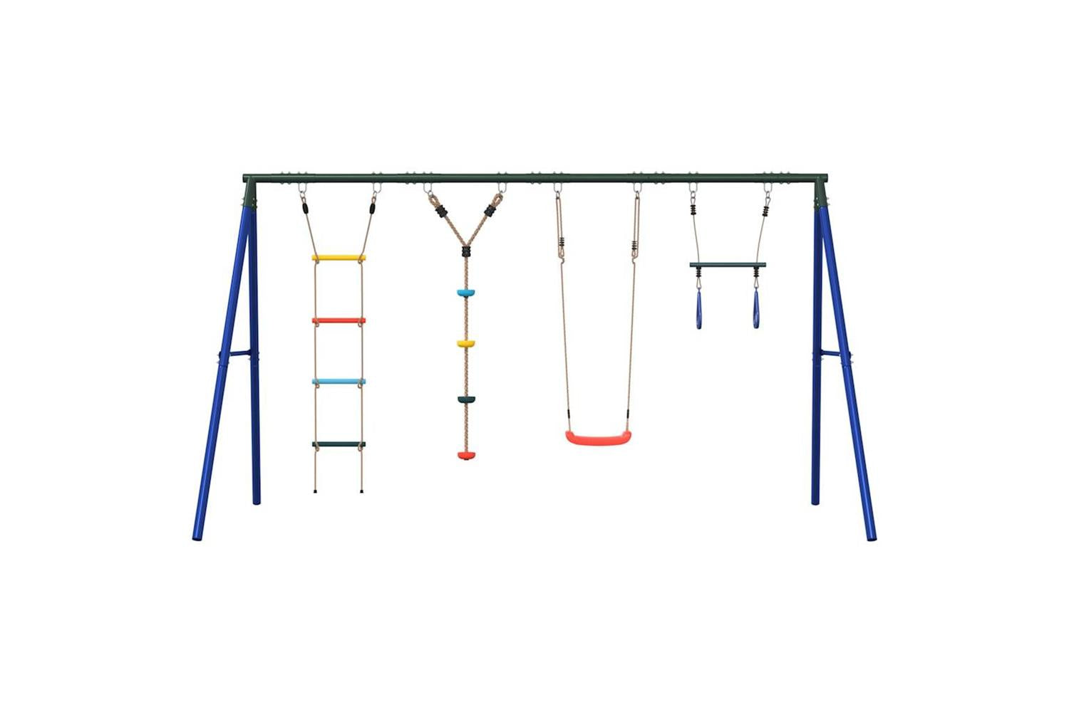 vidaXL 3283628 Outdoor Swing Set With Swing. Trapeze. Ladder. Disc Swing-3