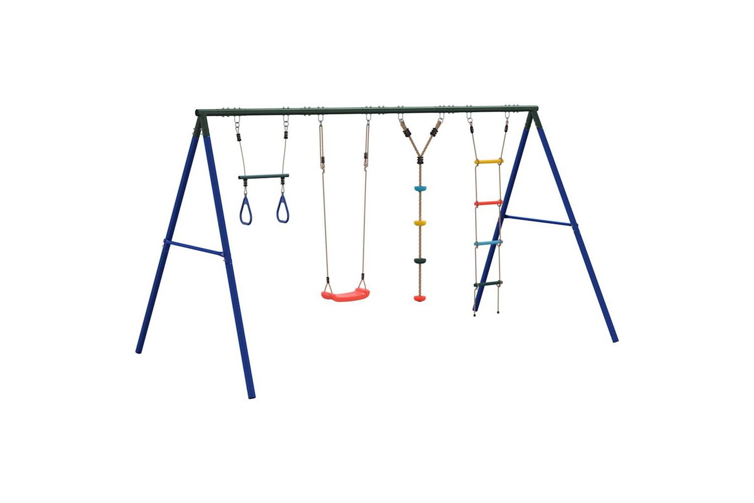 vidaXL 3283628 Outdoor Swing Set With Swing. Trapeze. Ladder. Disc Swing-5