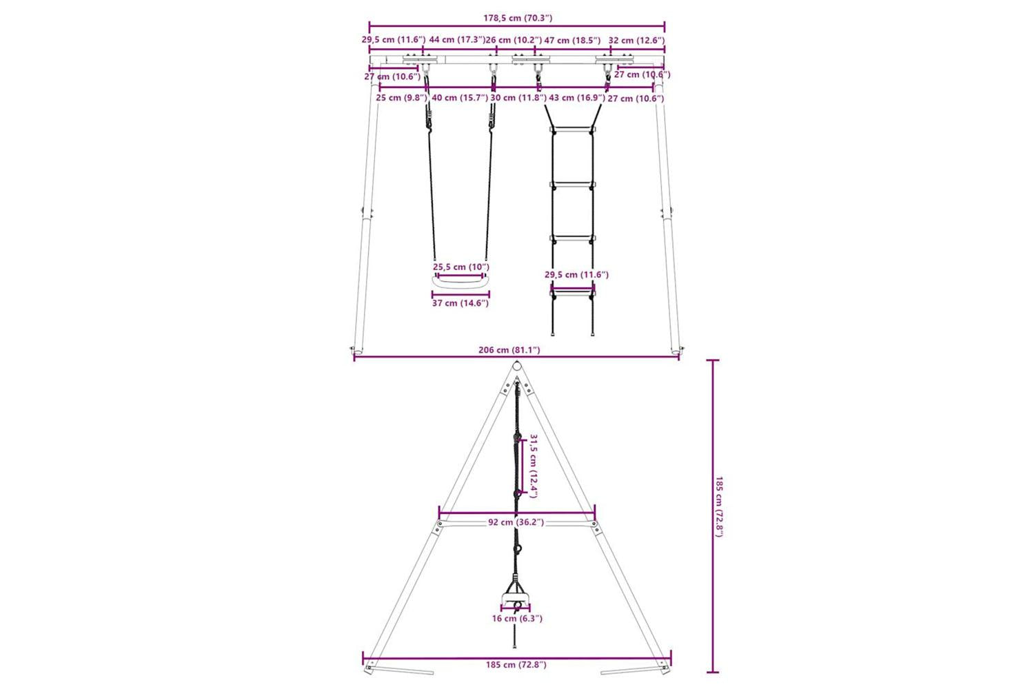 vidaXL 3283581 Outdoor Swing Set With Swing And Ladder-10