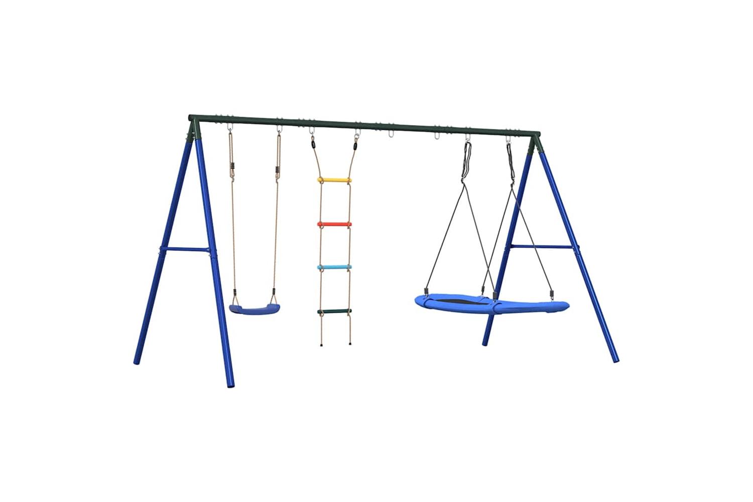 vidaXL 3283618 Outdoor Swing Set With Swing, Ladder, Nest Swing