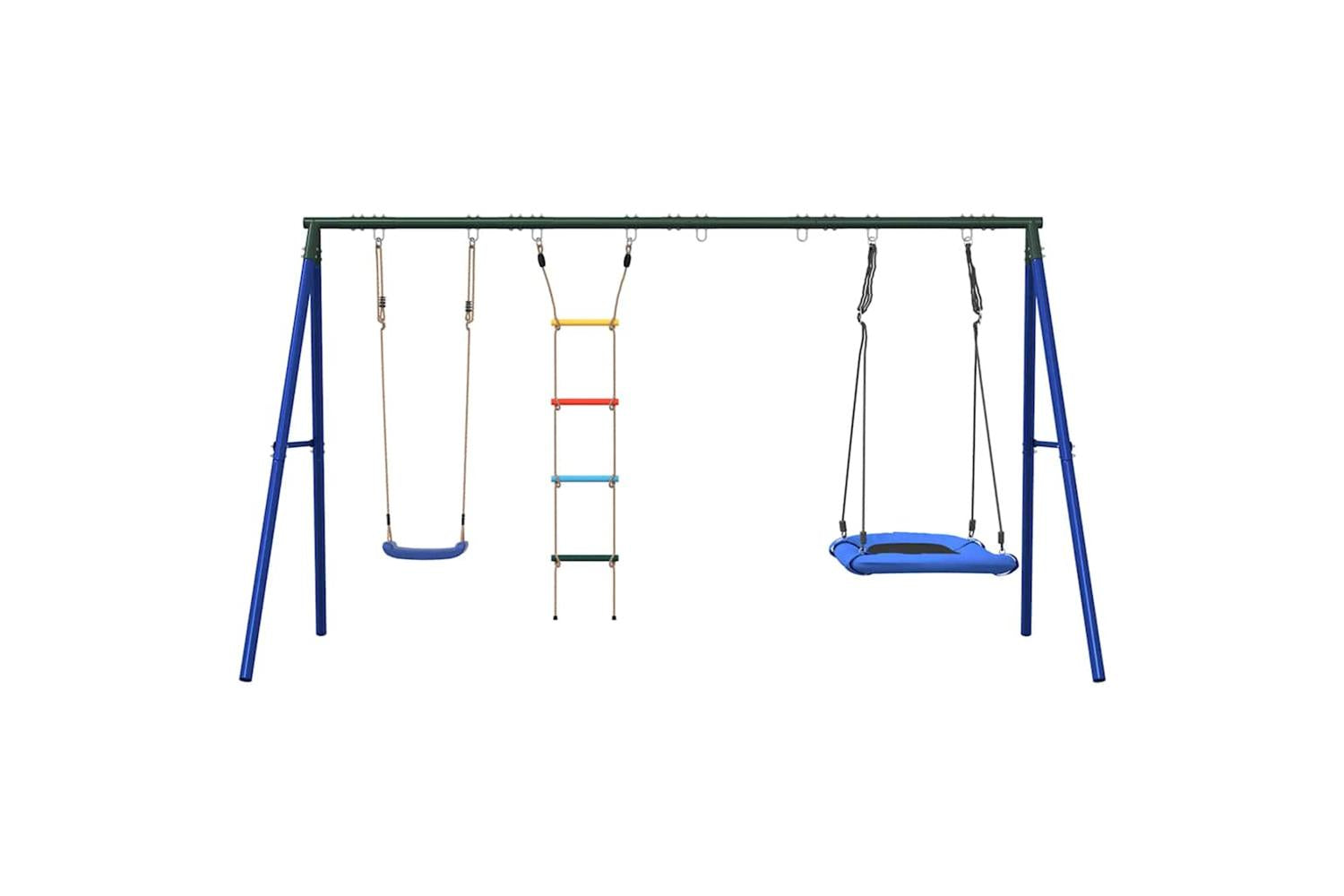vidaXL 3283618 Outdoor Swing Set With Swing, Ladder, Nest Swing-3