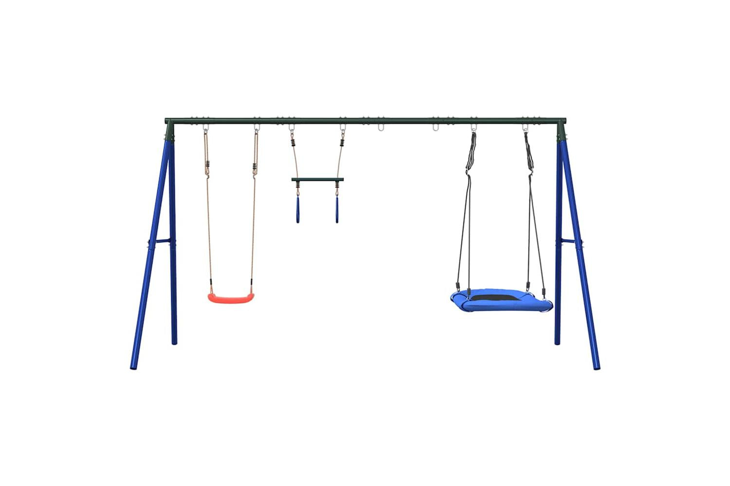 vidaXL 3283630 Outdoor Swing Set With Swing, Trapeze, Nest Swing-3