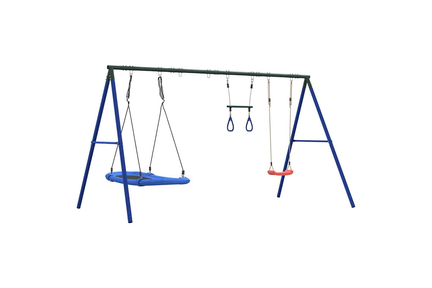 vidaXL 3283630 Outdoor Swing Set With Swing, Trapeze, Nest Swing-5