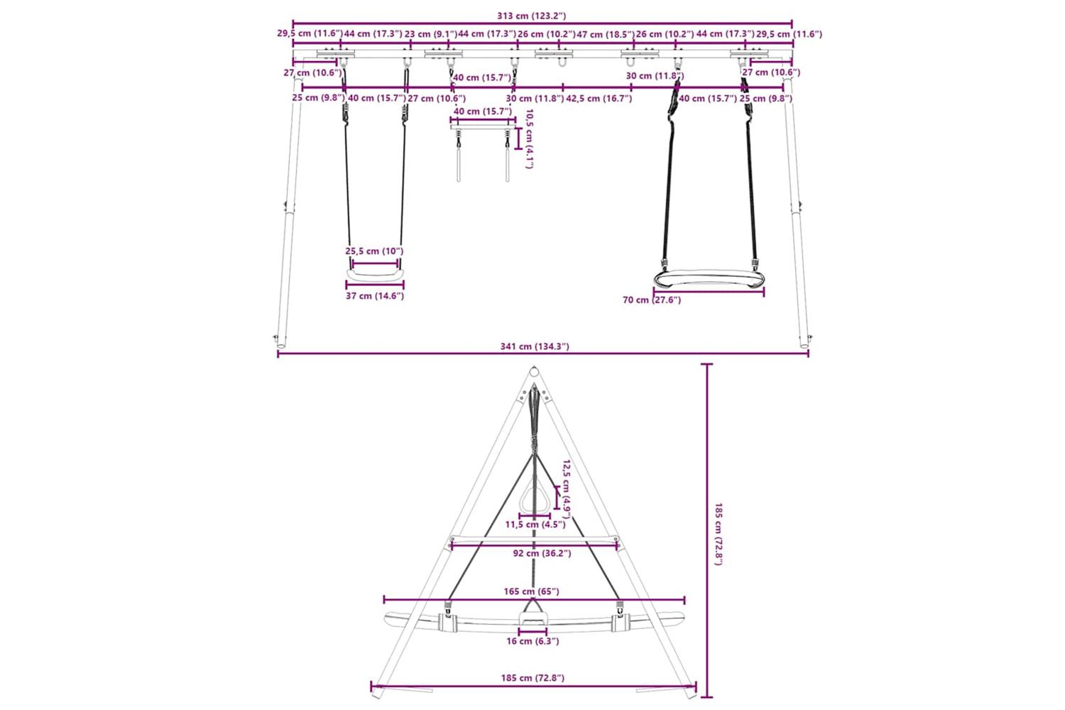 vidaXL 3283630 Outdoor Swing Set With Swing, Trapeze, Nest Swing-10