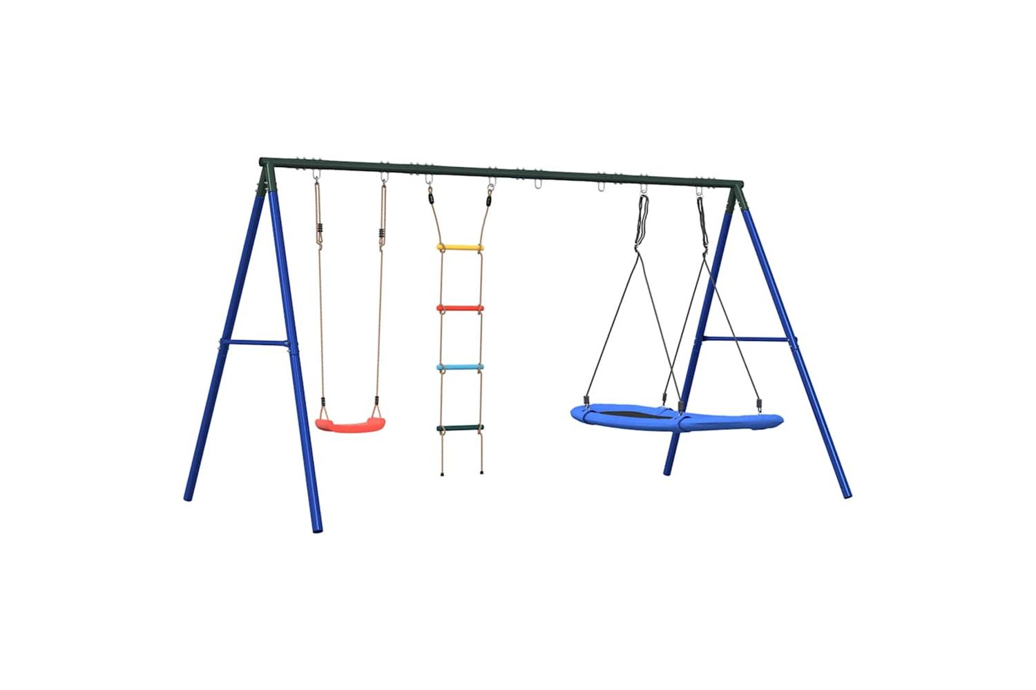 vidaXL 3283632 Outdoor Swing Set With Swing, Ladder, Nest Swing