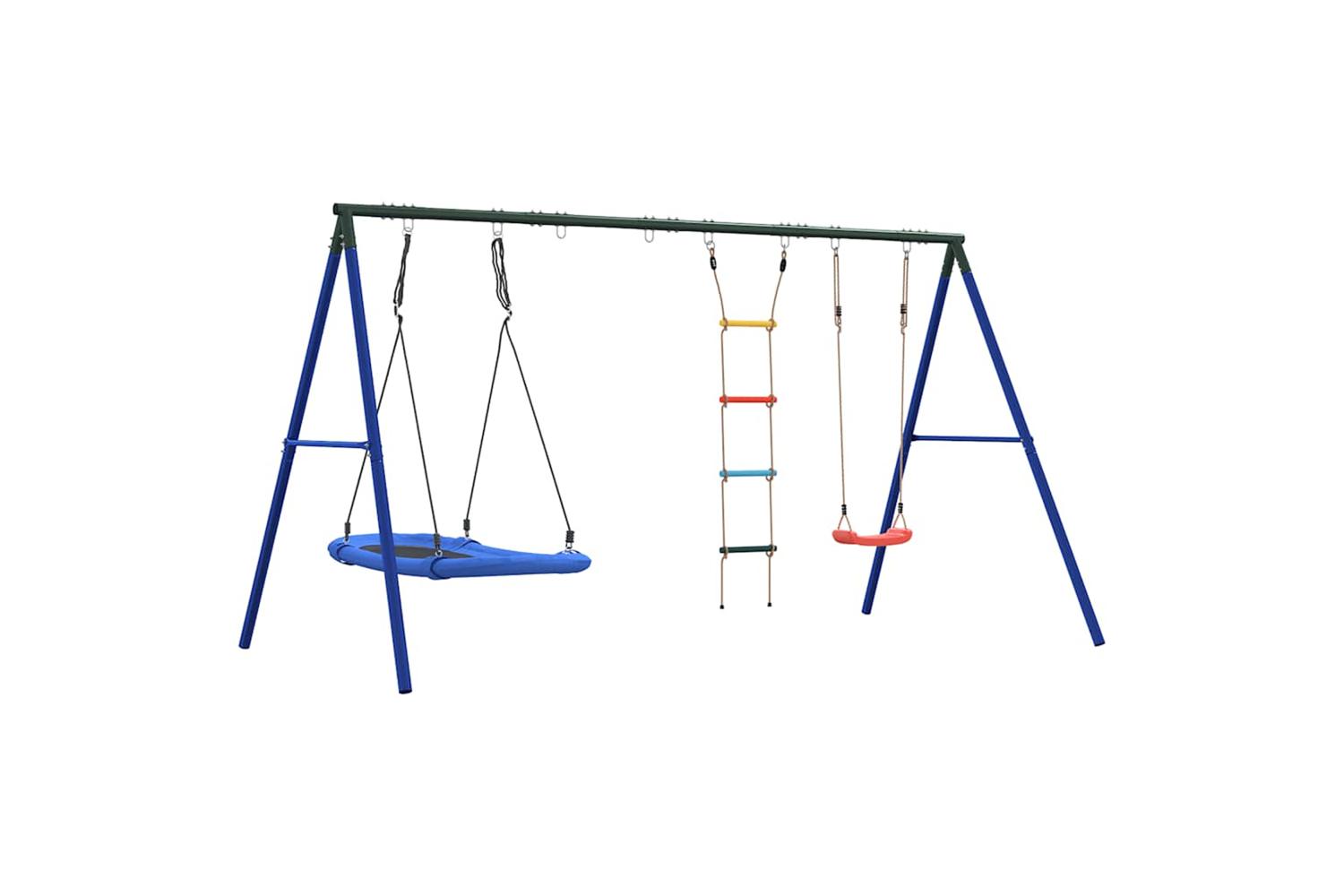 vidaXL 3283632 Outdoor Swing Set With Swing, Ladder, Nest Swing-5