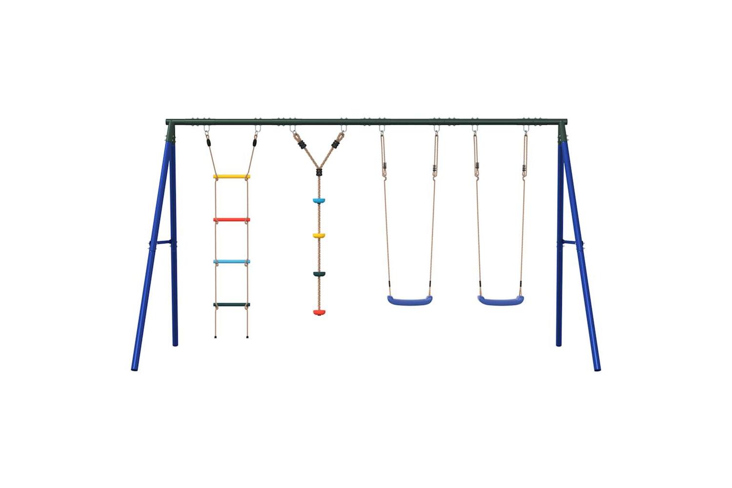 vidaXL 3283613 Outdoor Swing Set With Swings. Ladder. Disc Swing-3