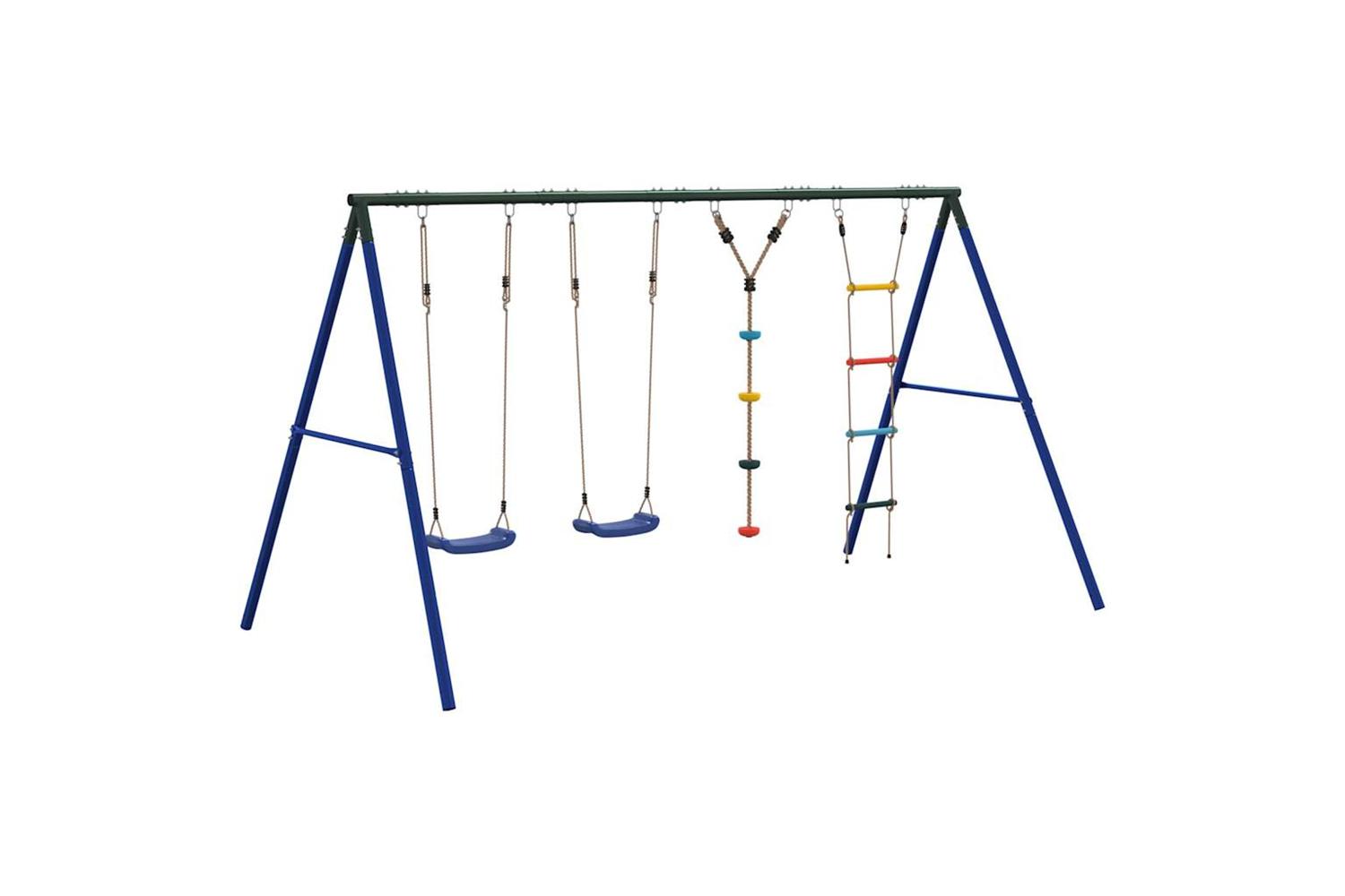 vidaXL 3283613 Outdoor Swing Set With Swings. Ladder. Disc Swing-5