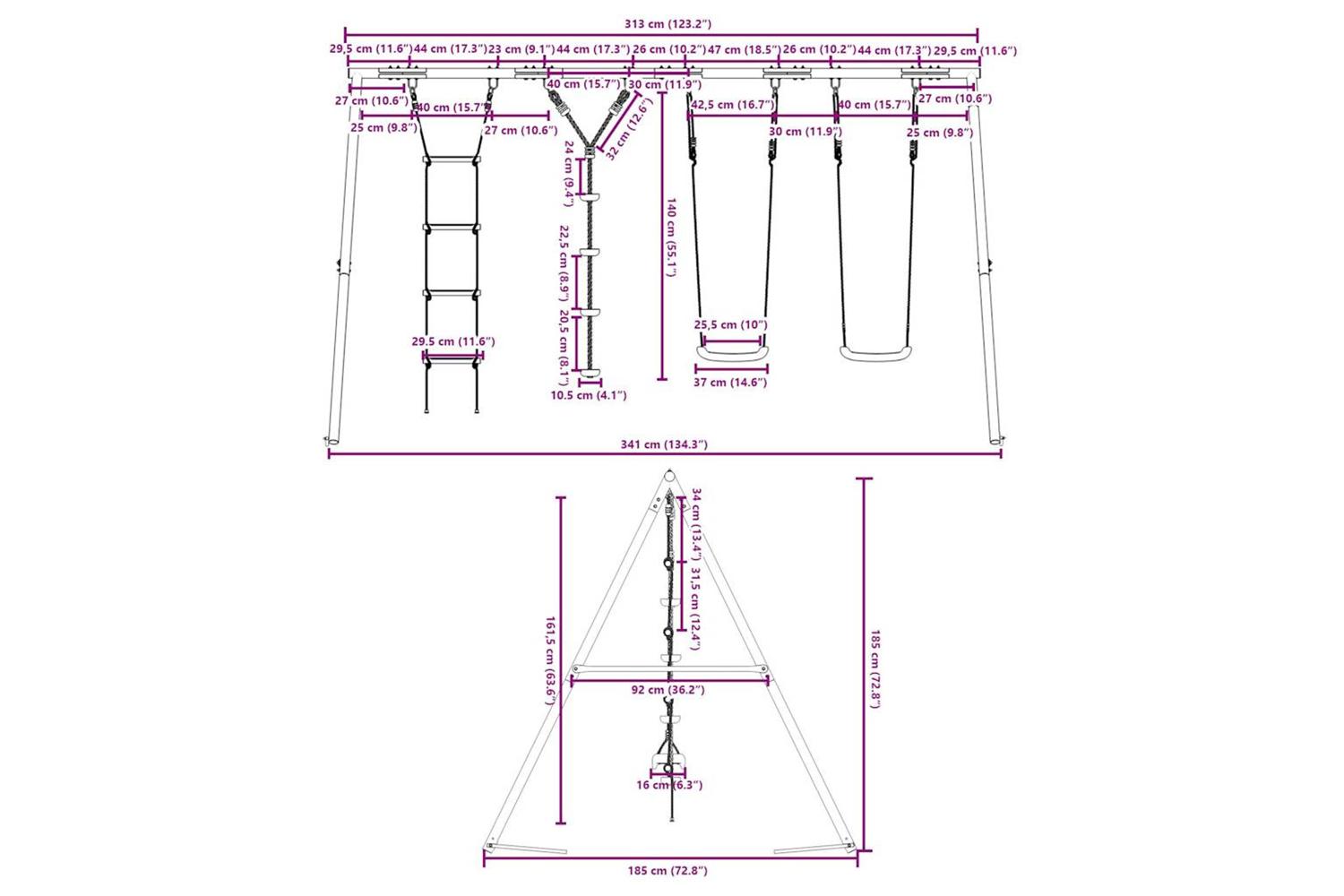 vidaXL 3283613 Outdoor Swing Set With Swings. Ladder. Disc Swing-10