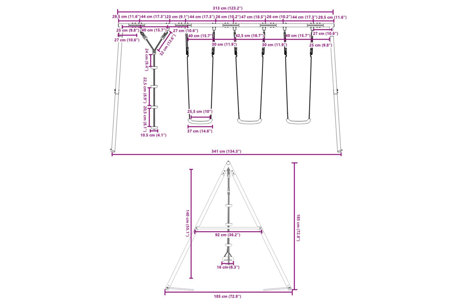 vidaXL 3283624 Outdoor Swing Set With Swings And Disc Swing-10
