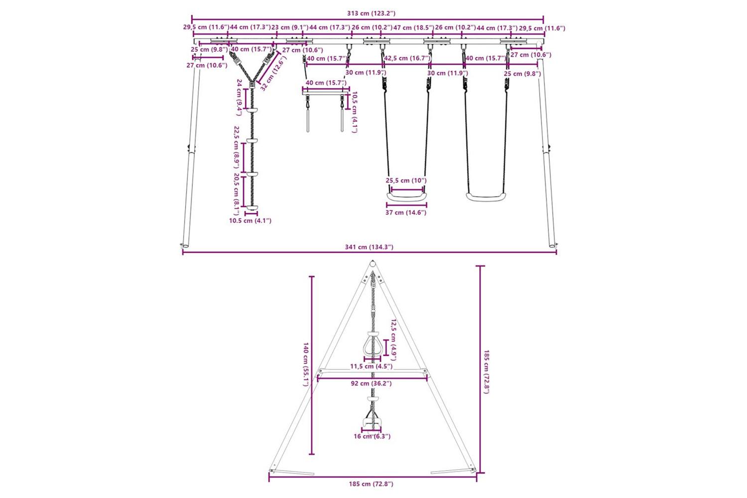 vidaXL 3283626 Outdoor Swing Set With Swings. Trapeze. Disc Swing-10