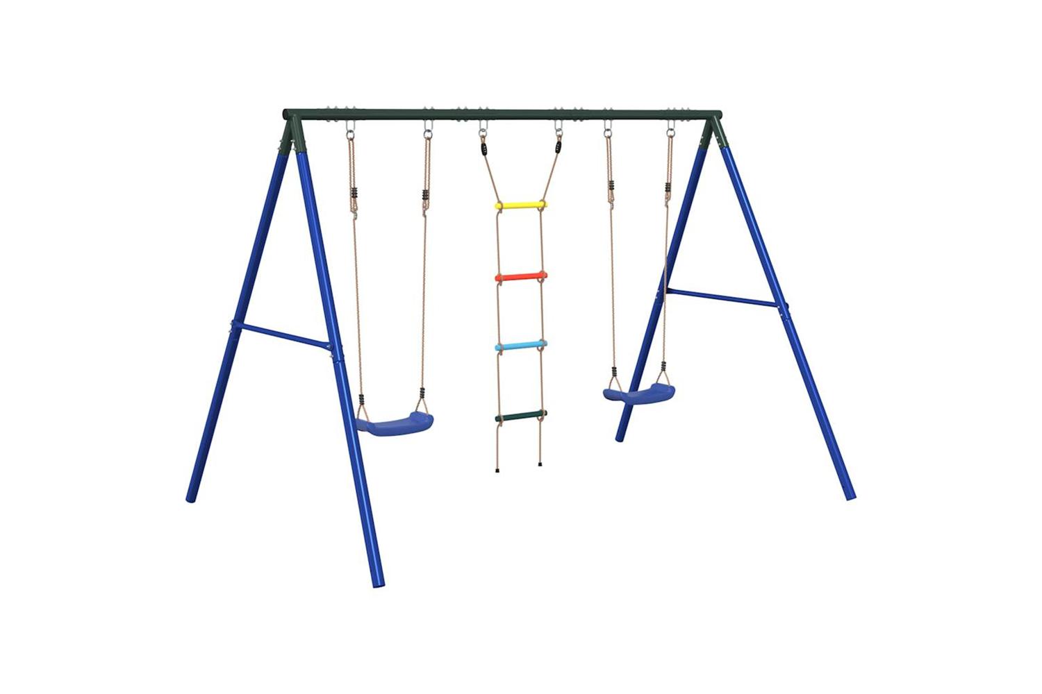 vidaXL 3283591 Outdoor Swing Set With Swings And Ladder-2