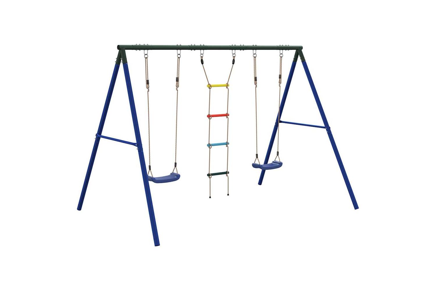 vidaXL 3283591 Outdoor Swing Set With Swings And Ladder-5