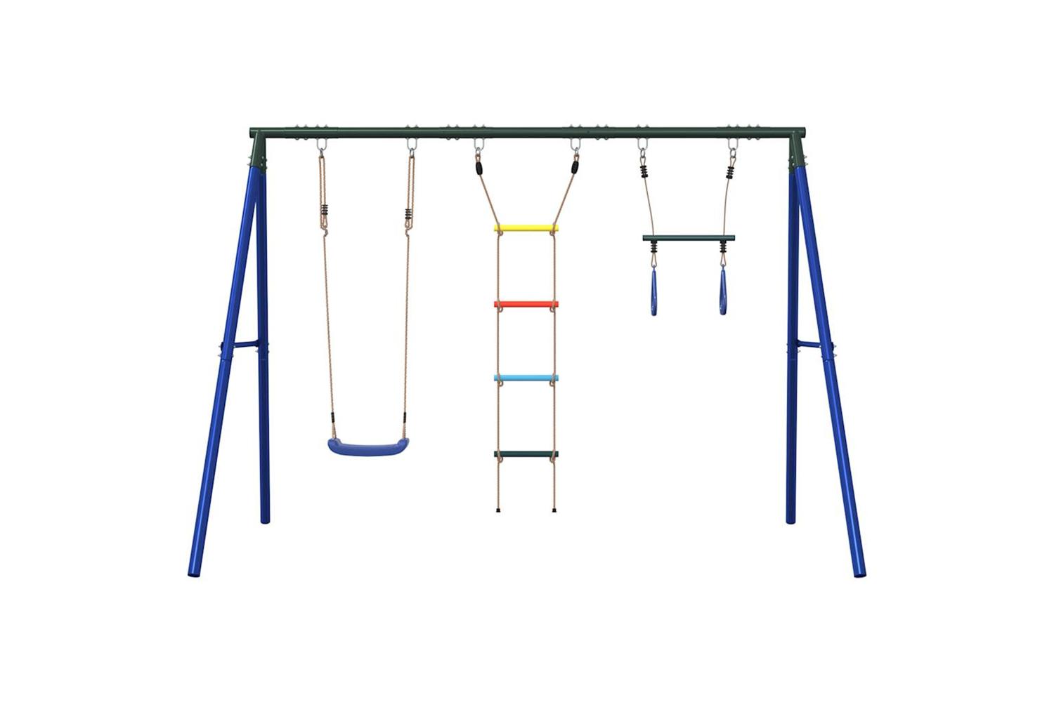 vidaXL 3283593 Outdoor Swing Set With Swing, Trapeze, Ladder-3