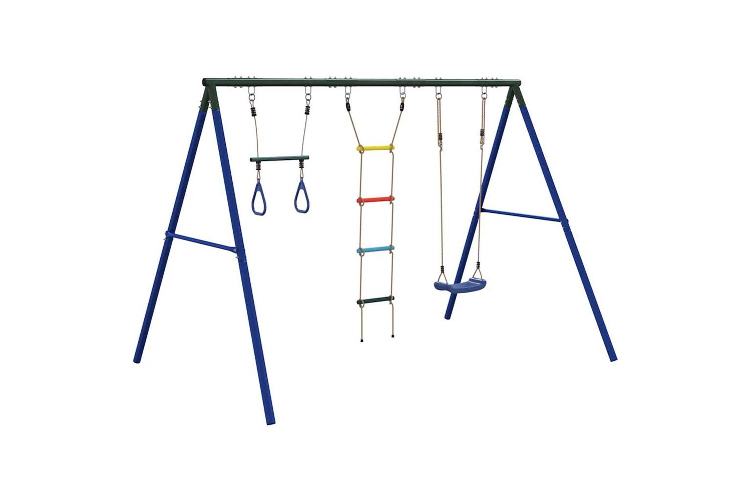vidaXL 3283593 Outdoor Swing Set With Swing, Trapeze, Ladder-5