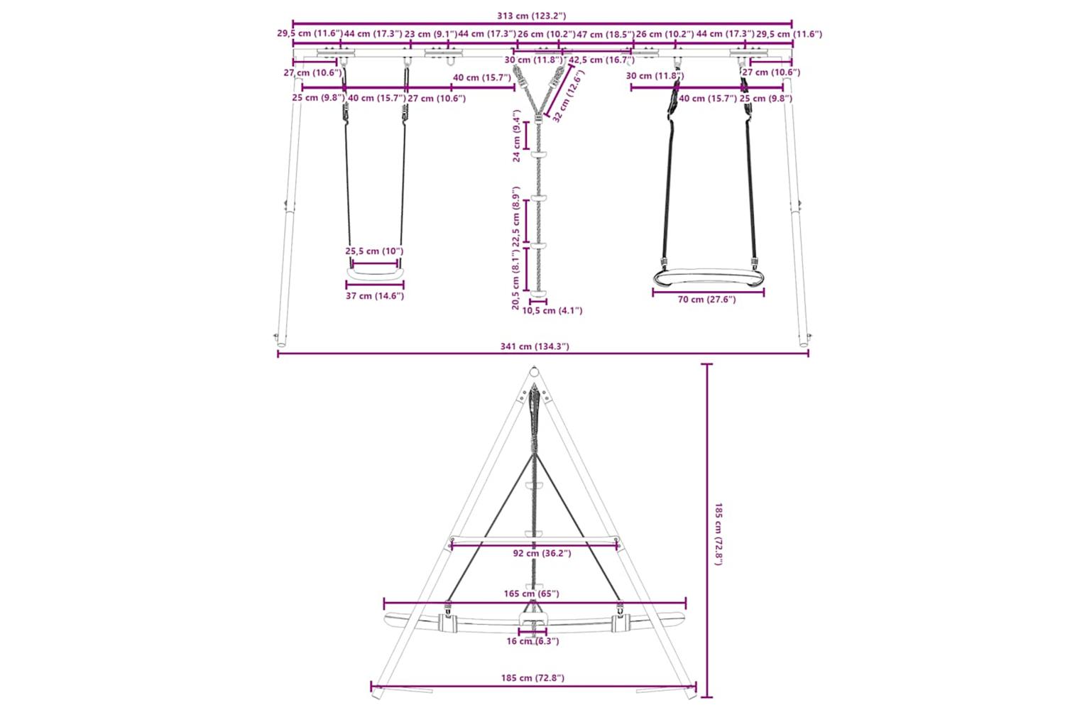 vidaXL 3283620 Outdoor Swing Set With Swing, Disc Swing, Nest Swing-10