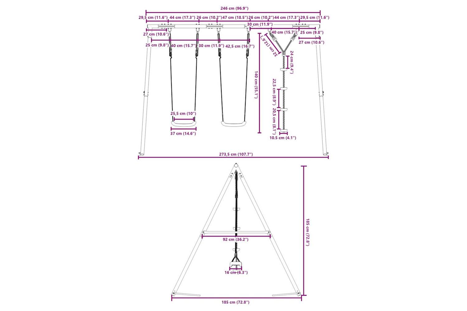 vidaXL 3283601 Outdoor Swing Set With Swings And Disc Swing-10