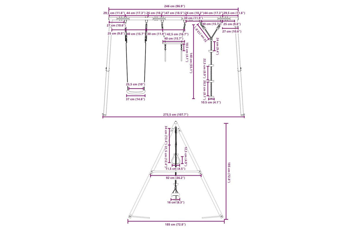 vidaXL 3283603 Outdoor Swing Set With Swing. Trapeze. Disc Swing-10