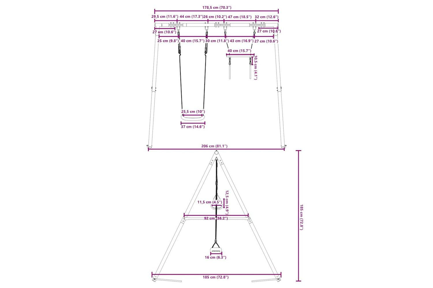 vidaXL 3283580 Outdoor Swing Set With Swing And Trapeze-10