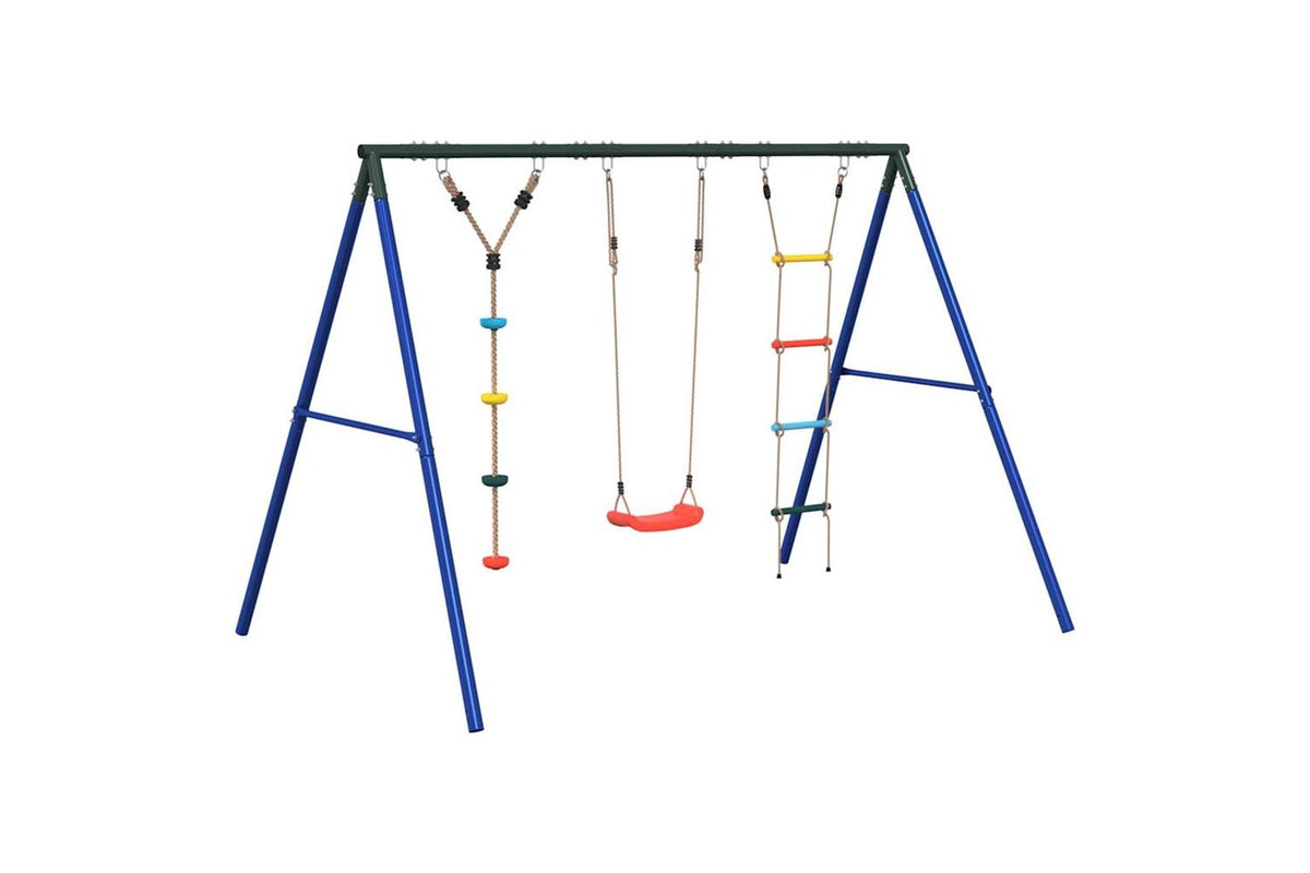 vidaXL 3283604 Outdoor Swing Set With Swing. Ladder. Disc Swing-2