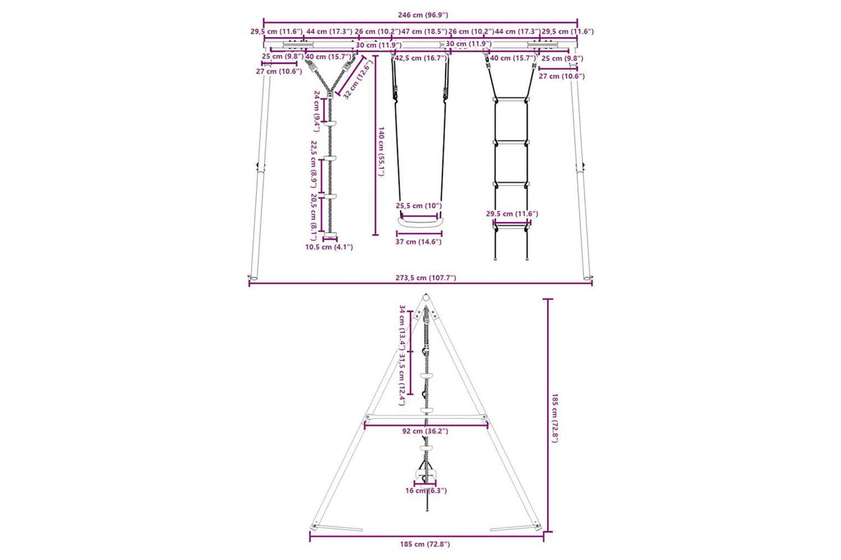 vidaXL 3283604 Outdoor Swing Set With Swing. Ladder. Disc Swing-10