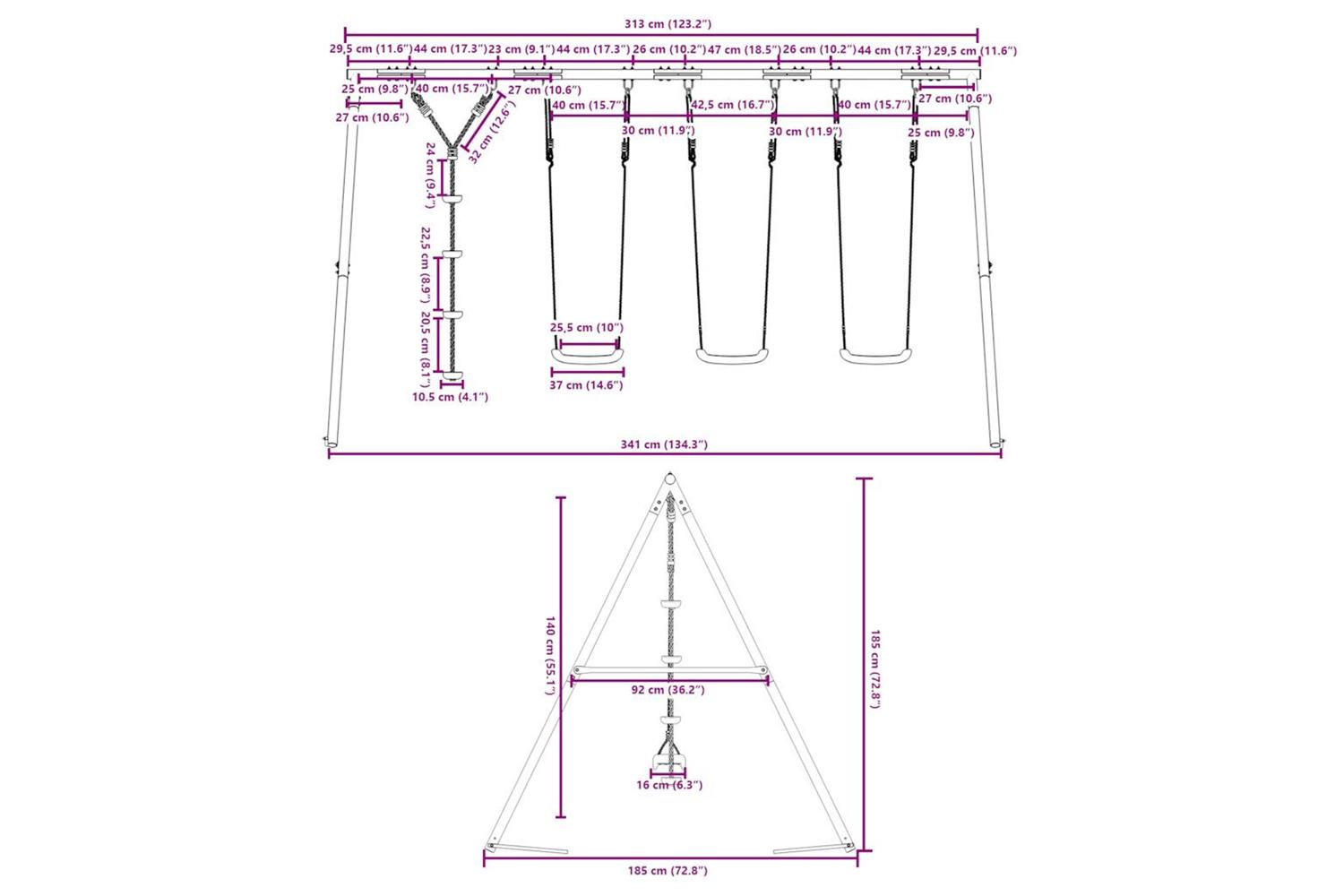 vidaXL 3283610 Outdoor Swing Set With Swings And Disc Swing-10