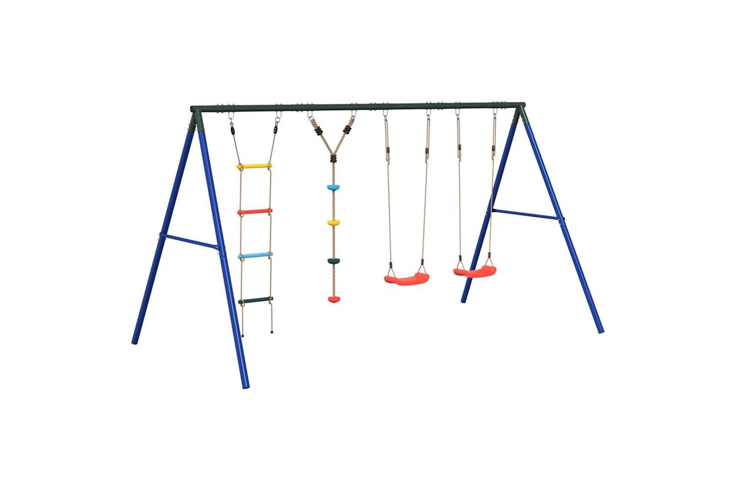 vidaXL 3283627 Outdoor Swing Set With Swings. Ladder. Disc Swing-2
