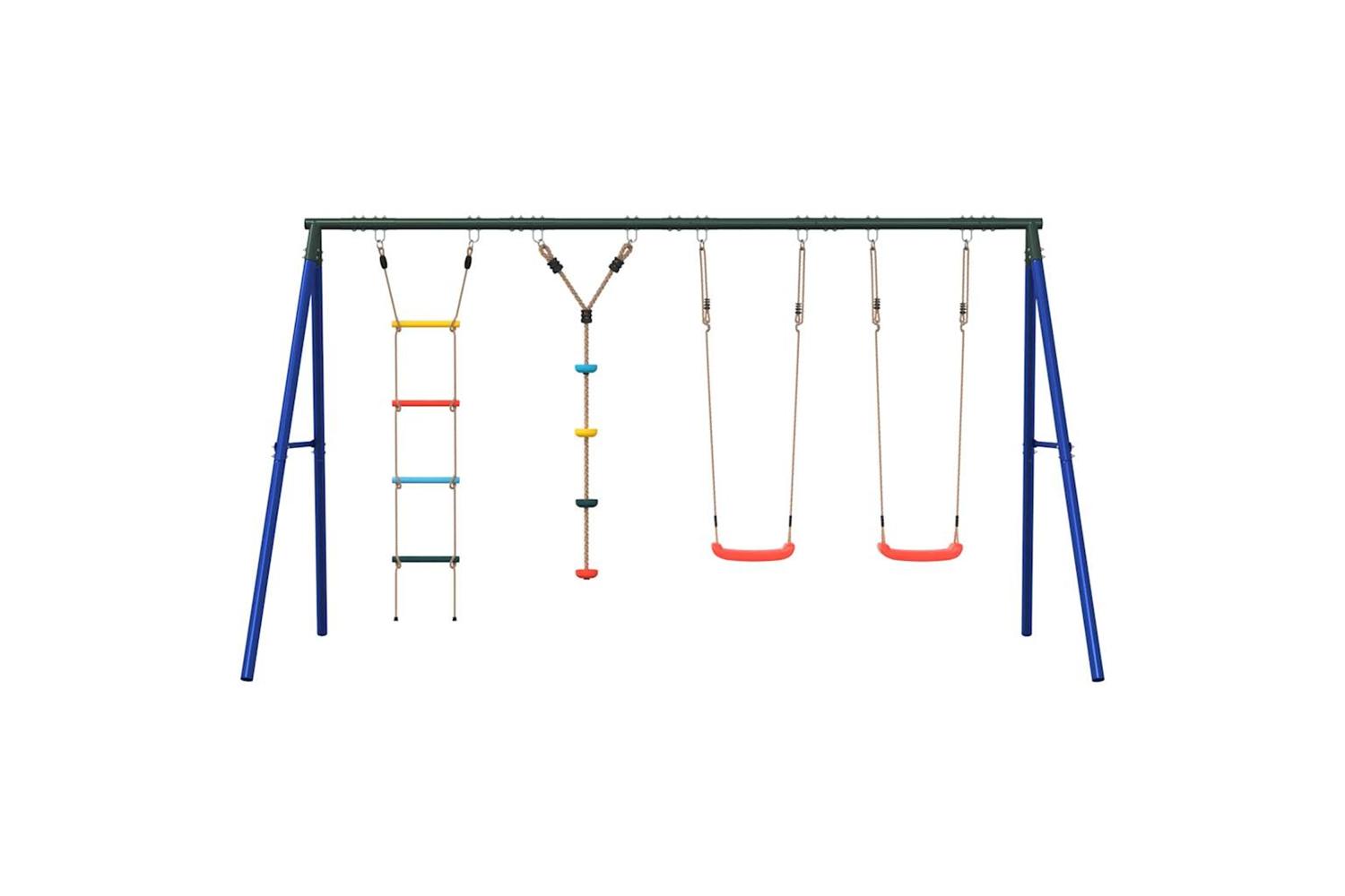 vidaXL 3283627 Outdoor Swing Set With Swings. Ladder. Disc Swing-3
