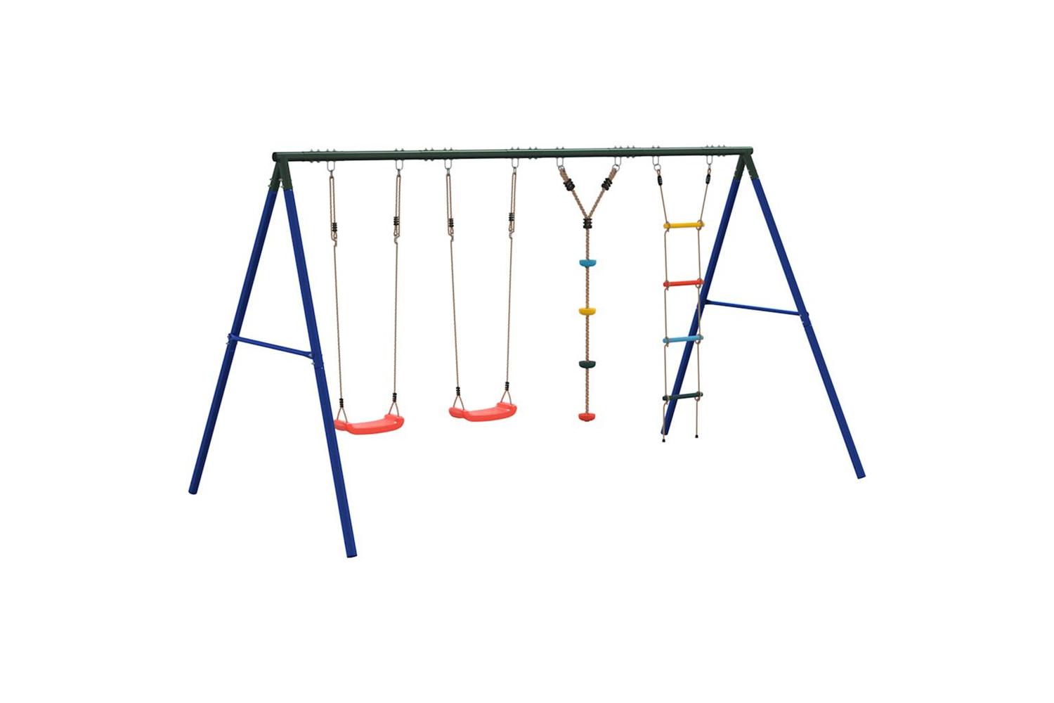 vidaXL 3283627 Outdoor Swing Set With Swings. Ladder. Disc Swing-5