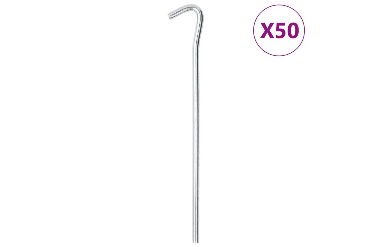 vidaXL 4009334 Tent Pegs 50 Pcs 23cm x 7mm Galvanised Steel