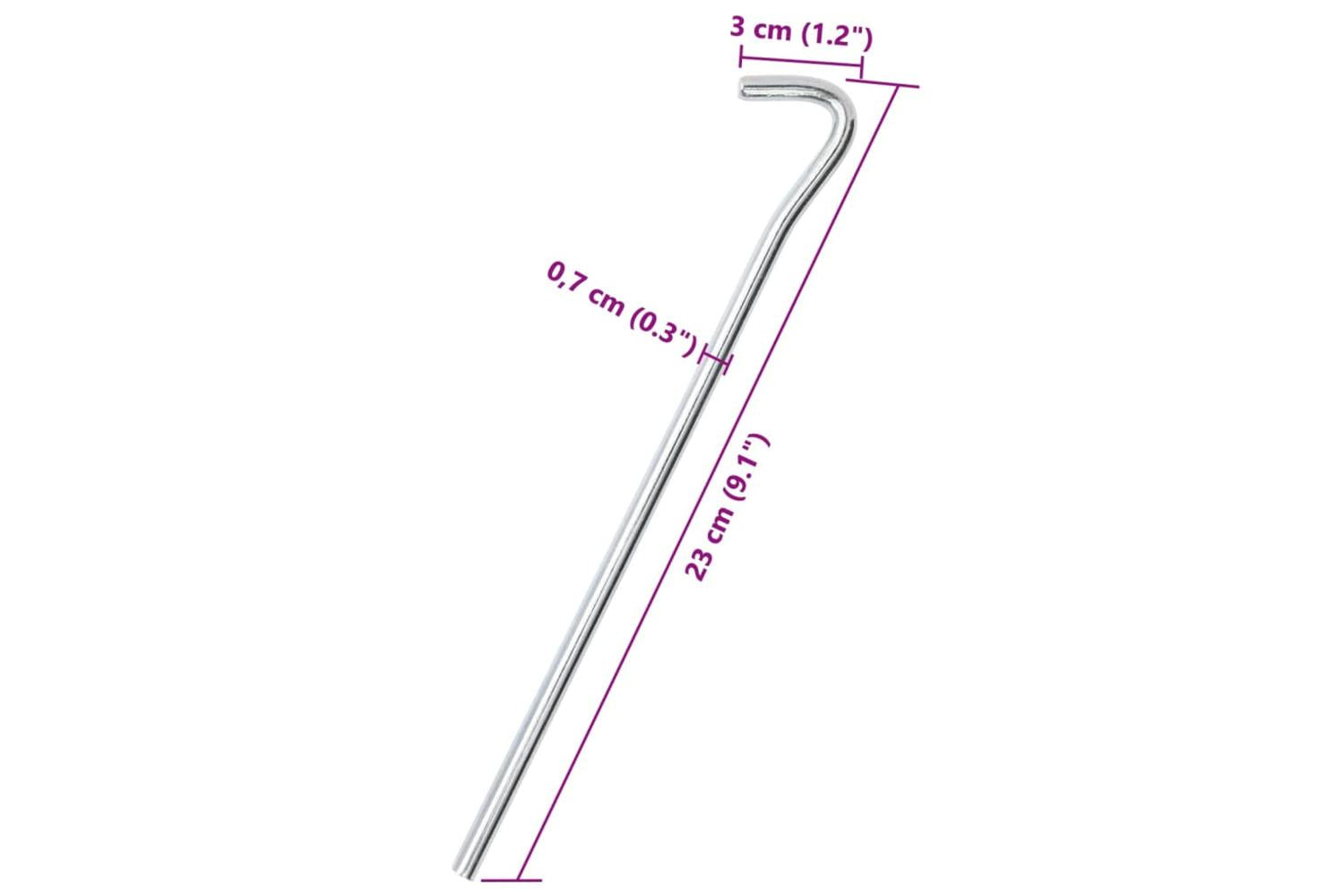vidaXL 4009334 Tent Pegs 50 Pcs 23cm x 7mm Galvanised Steel-5