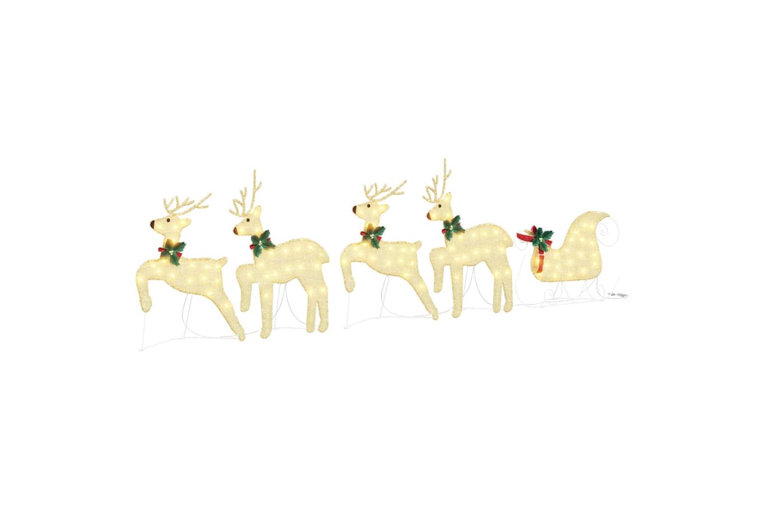 Vidaxl Led Reindeers 5 Pcs Gold Fabric-2