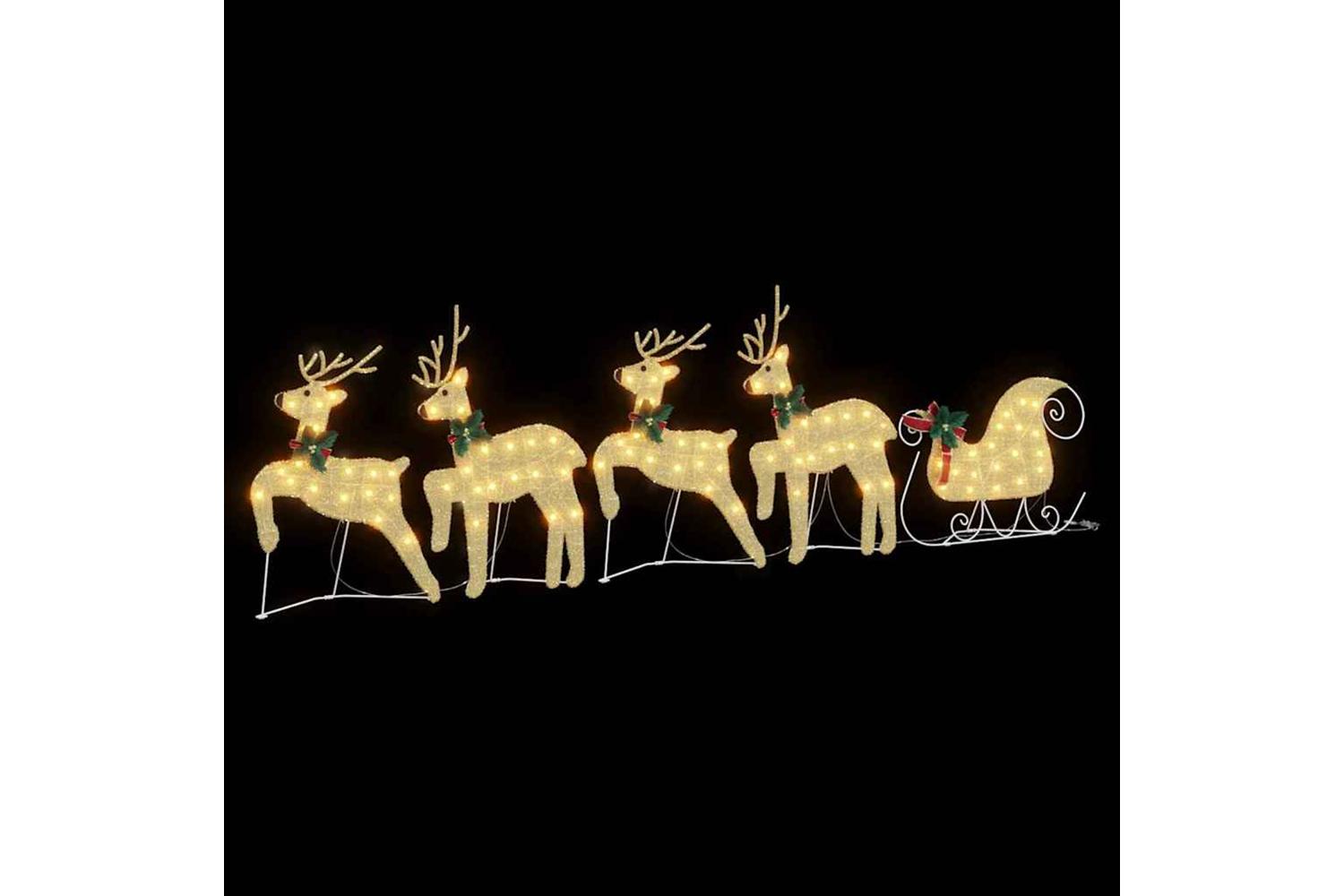 Vidaxl Led Reindeers 5 Pcs Gold Fabric-6