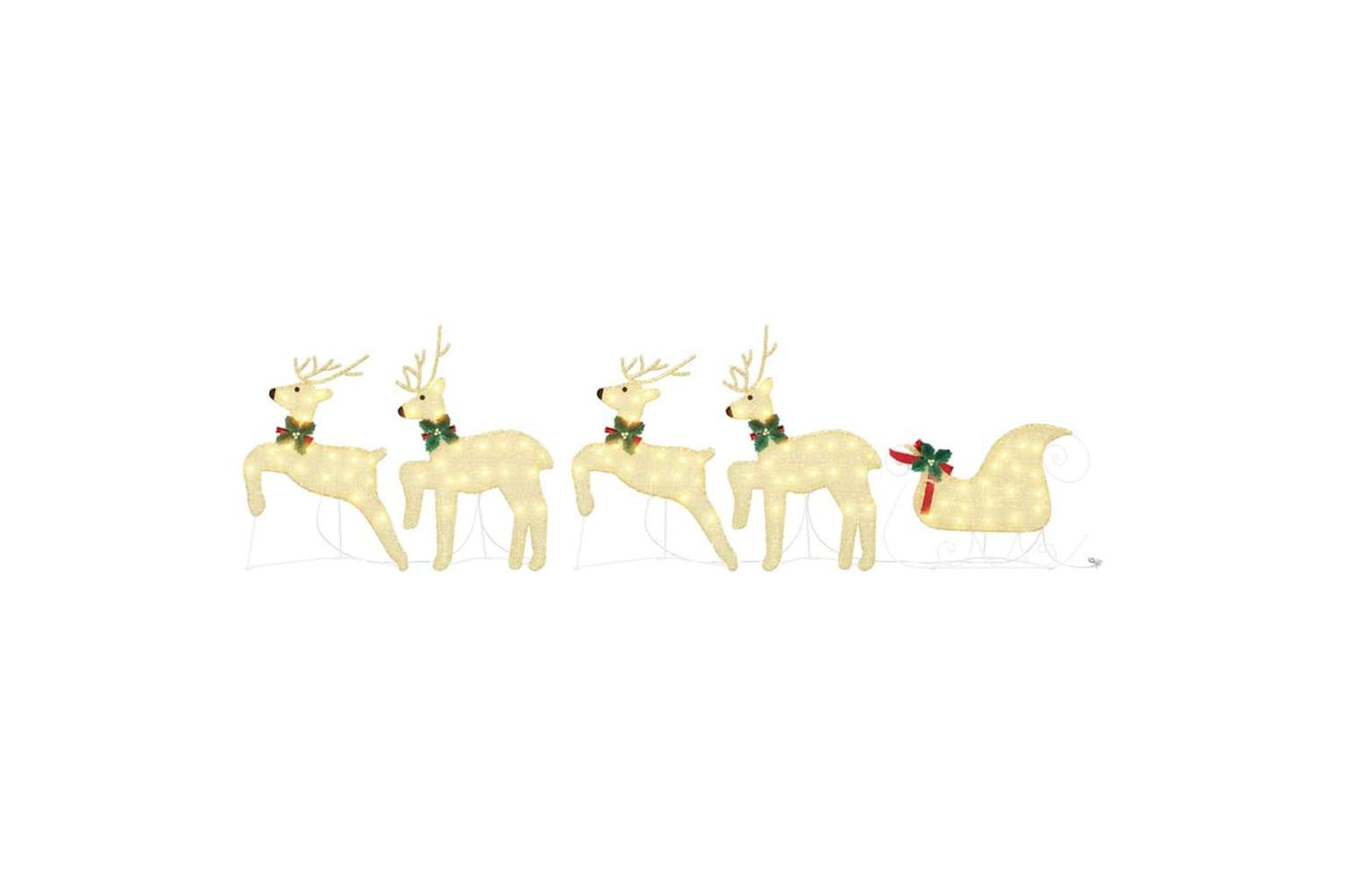 Vidaxl Led Reindeers 5 Pcs Gold Fabric-7