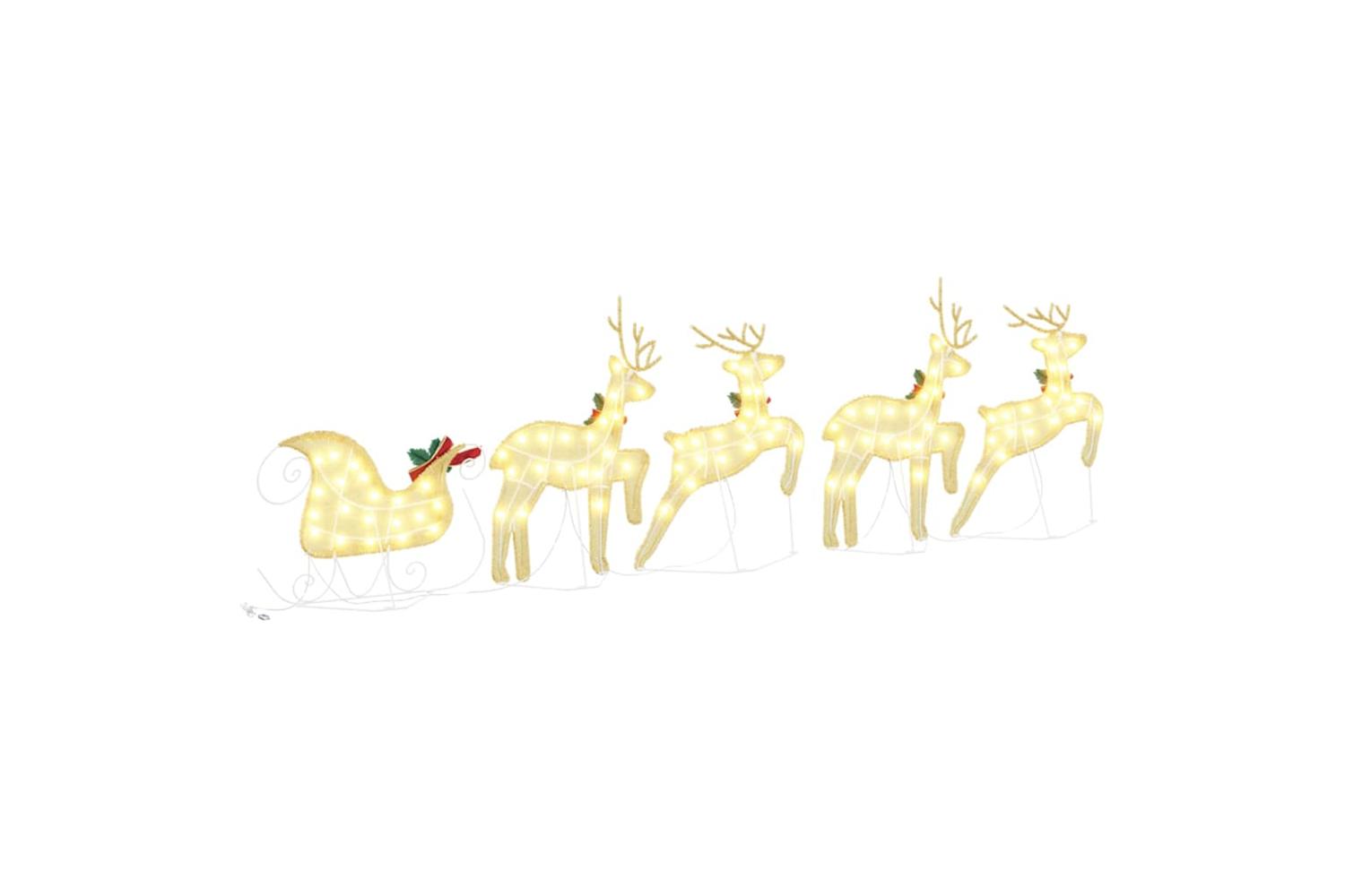 Vidaxl Led Reindeers 5 Pcs Gold Fabric-9