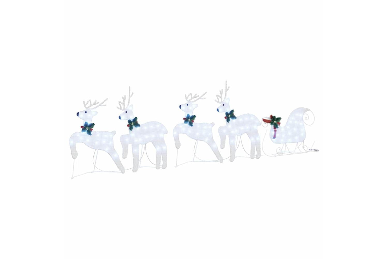 Vidaxl Led Reindeers 5 Pcs Silver Fabric-2