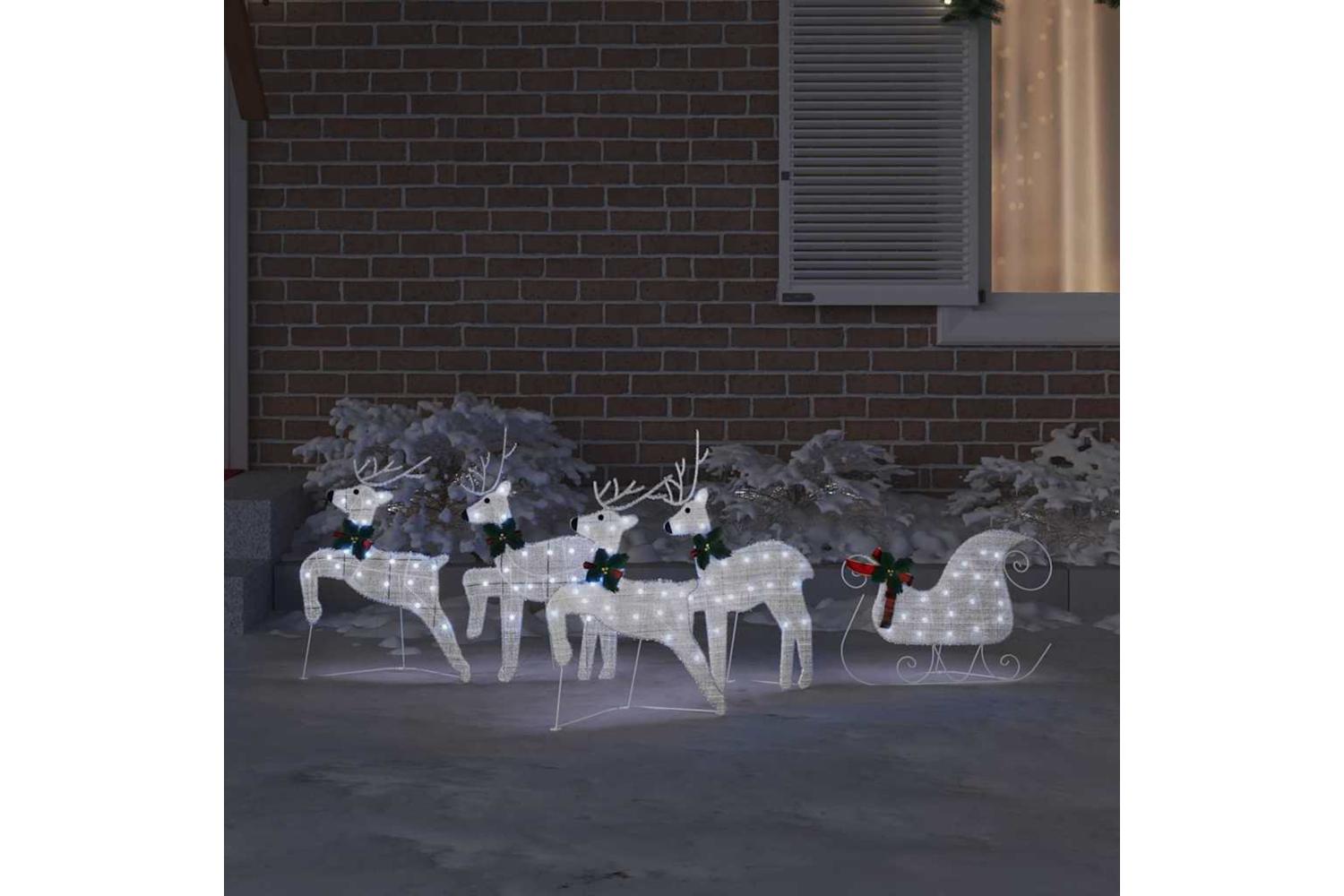 Vidaxl Led Reindeers 5 Pcs Silver Fabric-3