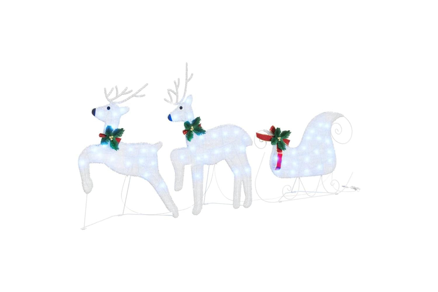 Vidaxl Led Reindeers 5 Pcs Silver Fabric-5