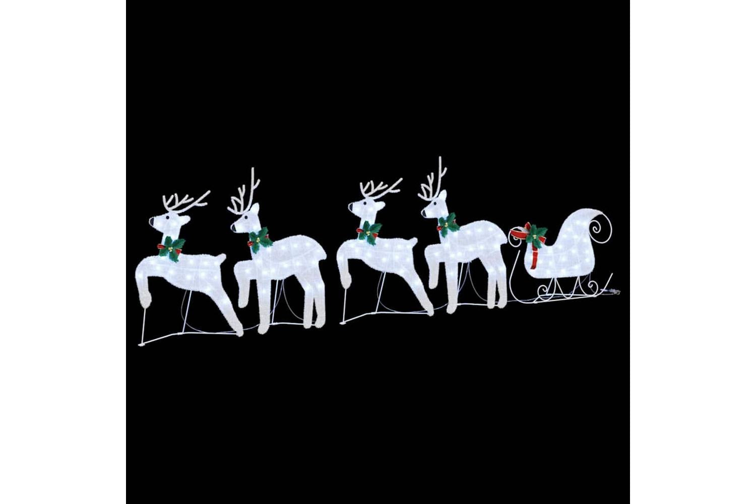 Vidaxl Led Reindeers 5 Pcs Silver Fabric-6