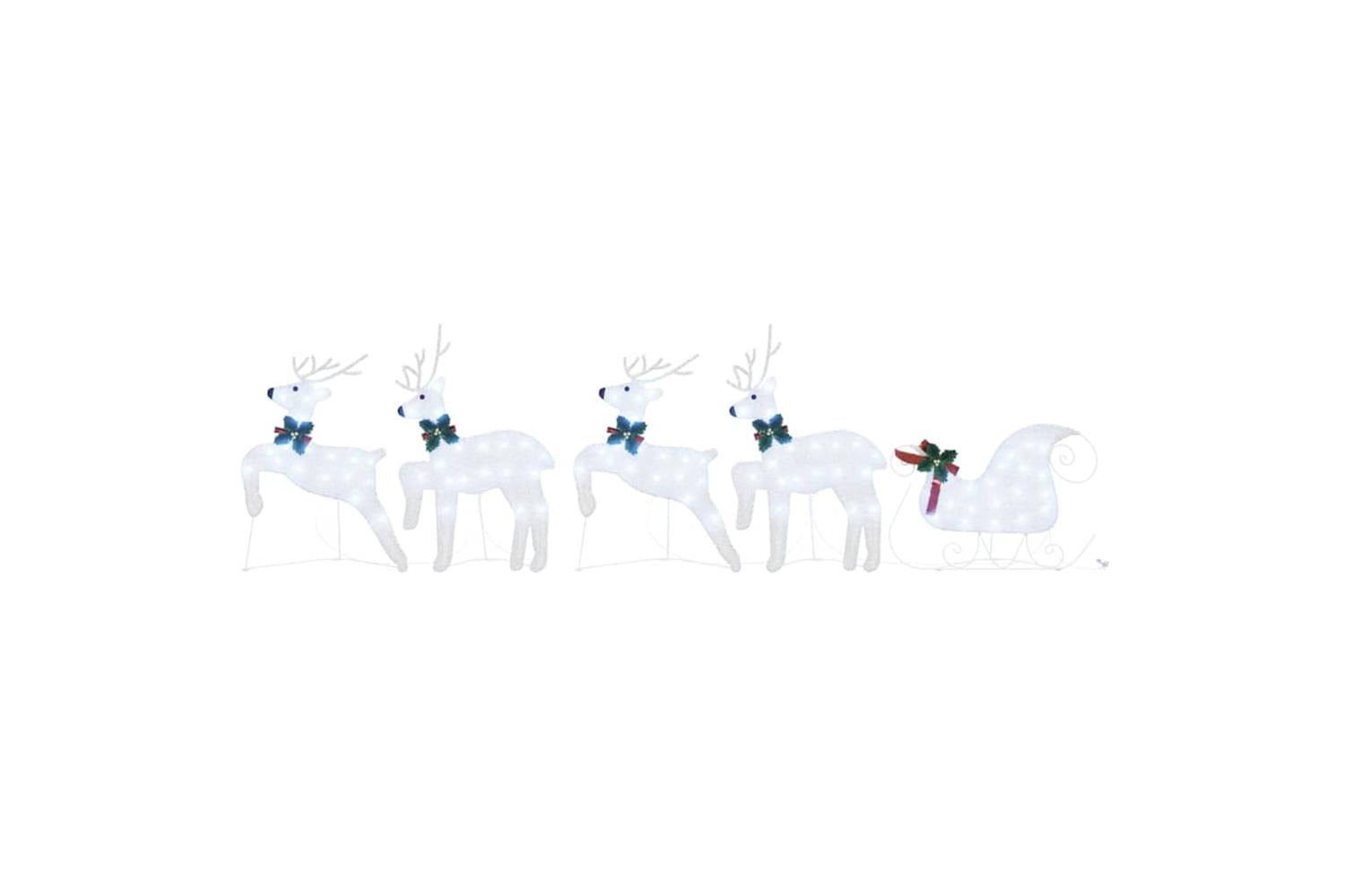 Vidaxl Led Reindeers 5 Pcs Silver Fabric-7