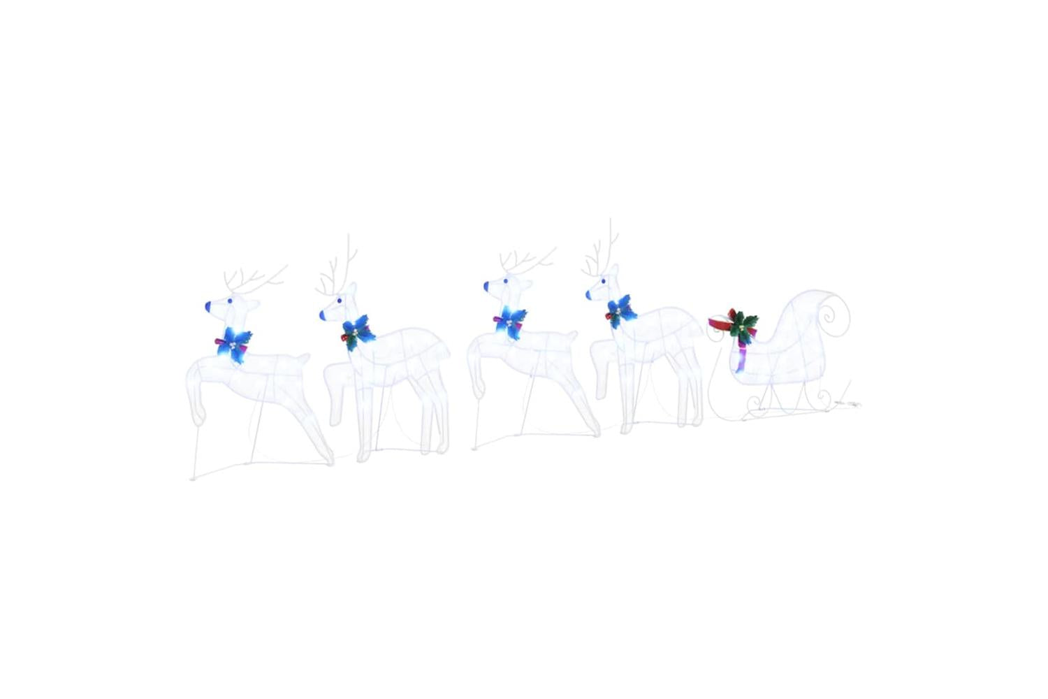 Vidaxl Led Reindeers 5 Pcs White Fabric